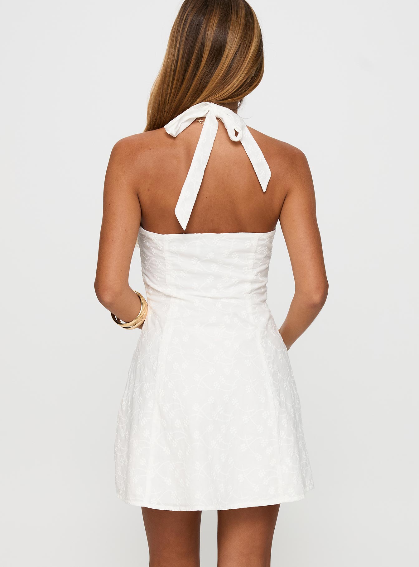 Lovelia Halter Embroidered Mini Dress White - Image 5