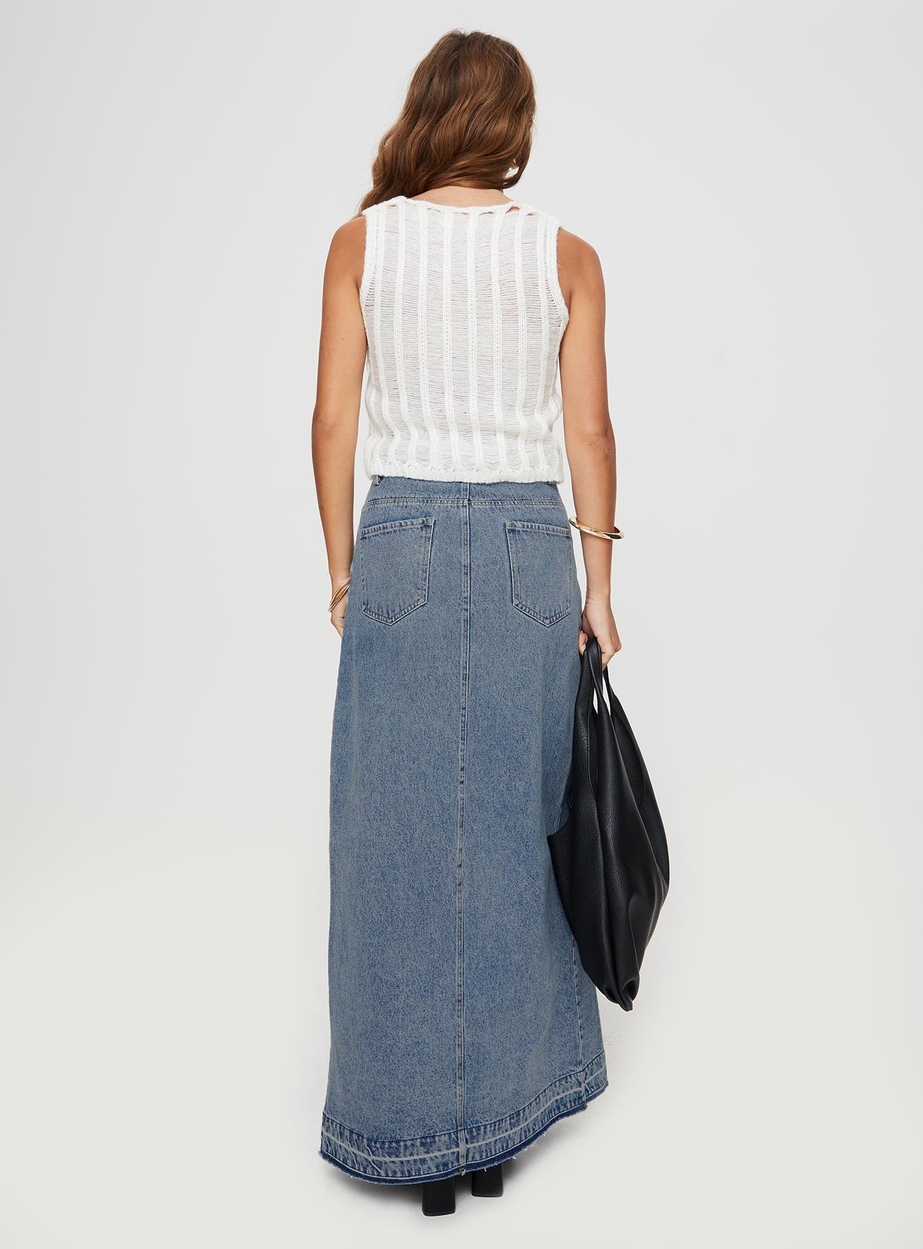 Deneuve Denim Maxi Skirt Mid Wash - Image 5