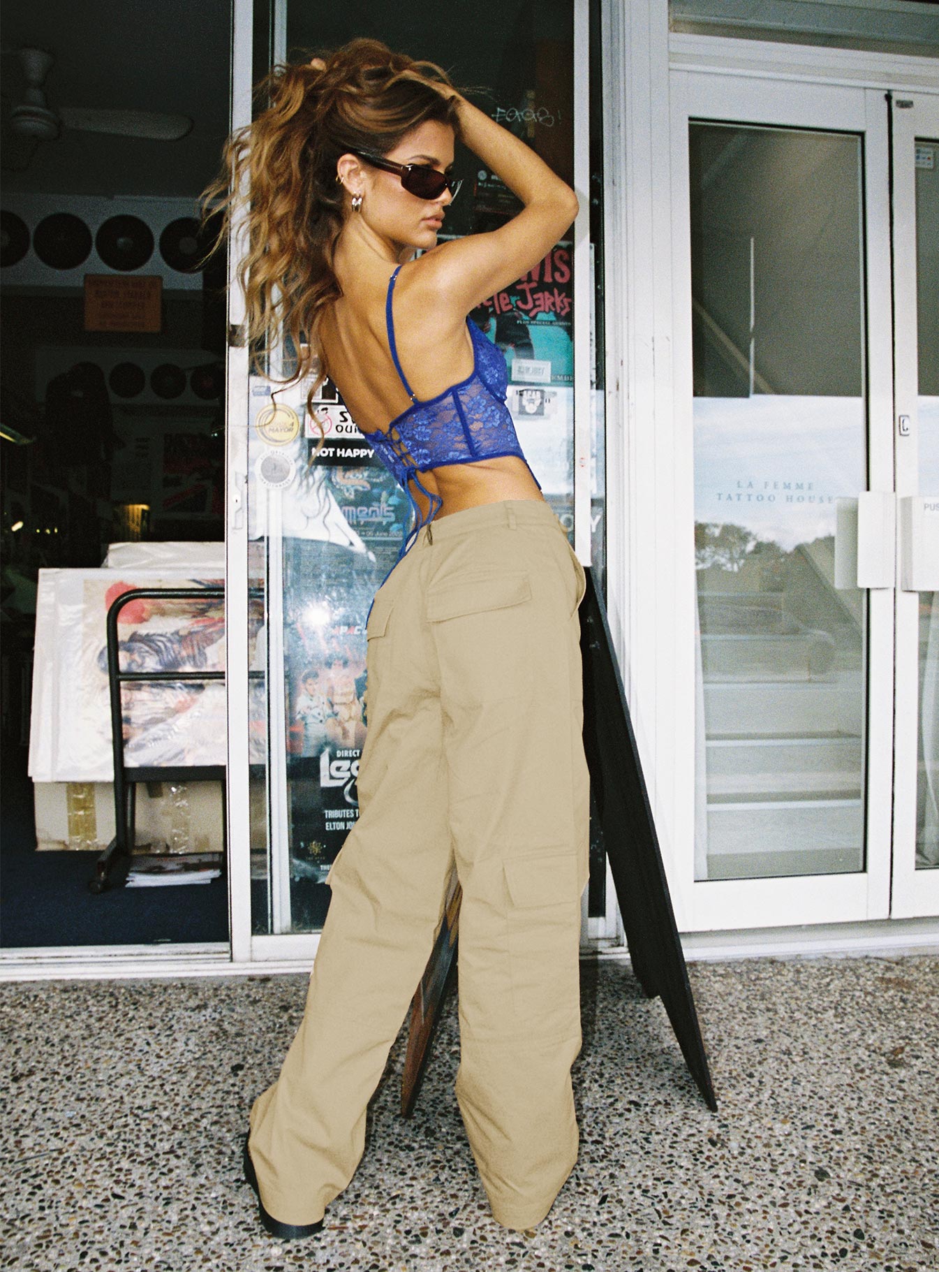 Luna Mid Rise Cargo Pants Beige - Image 7