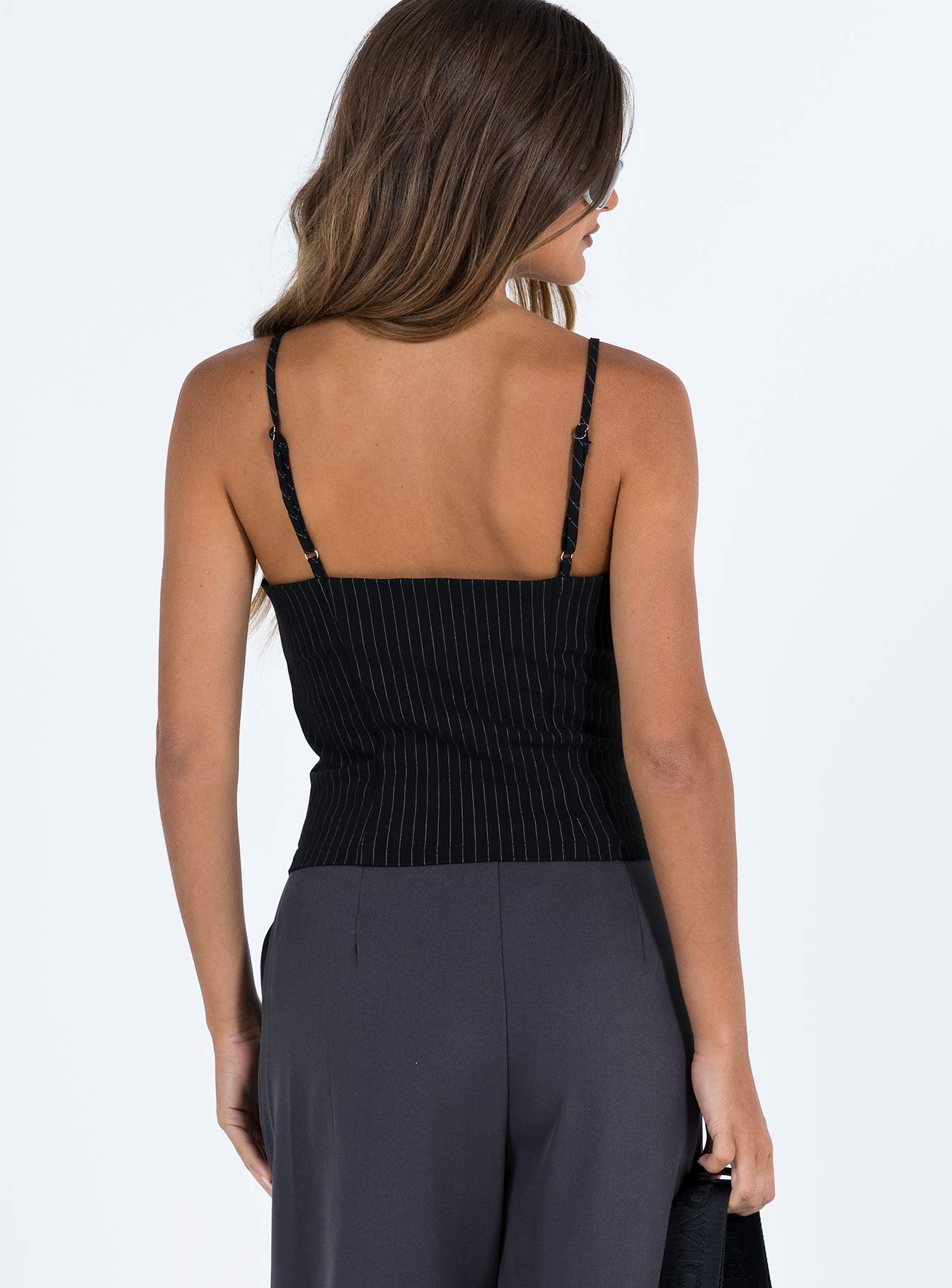 Archette Corset Vest Black Pinstripe - Image 5