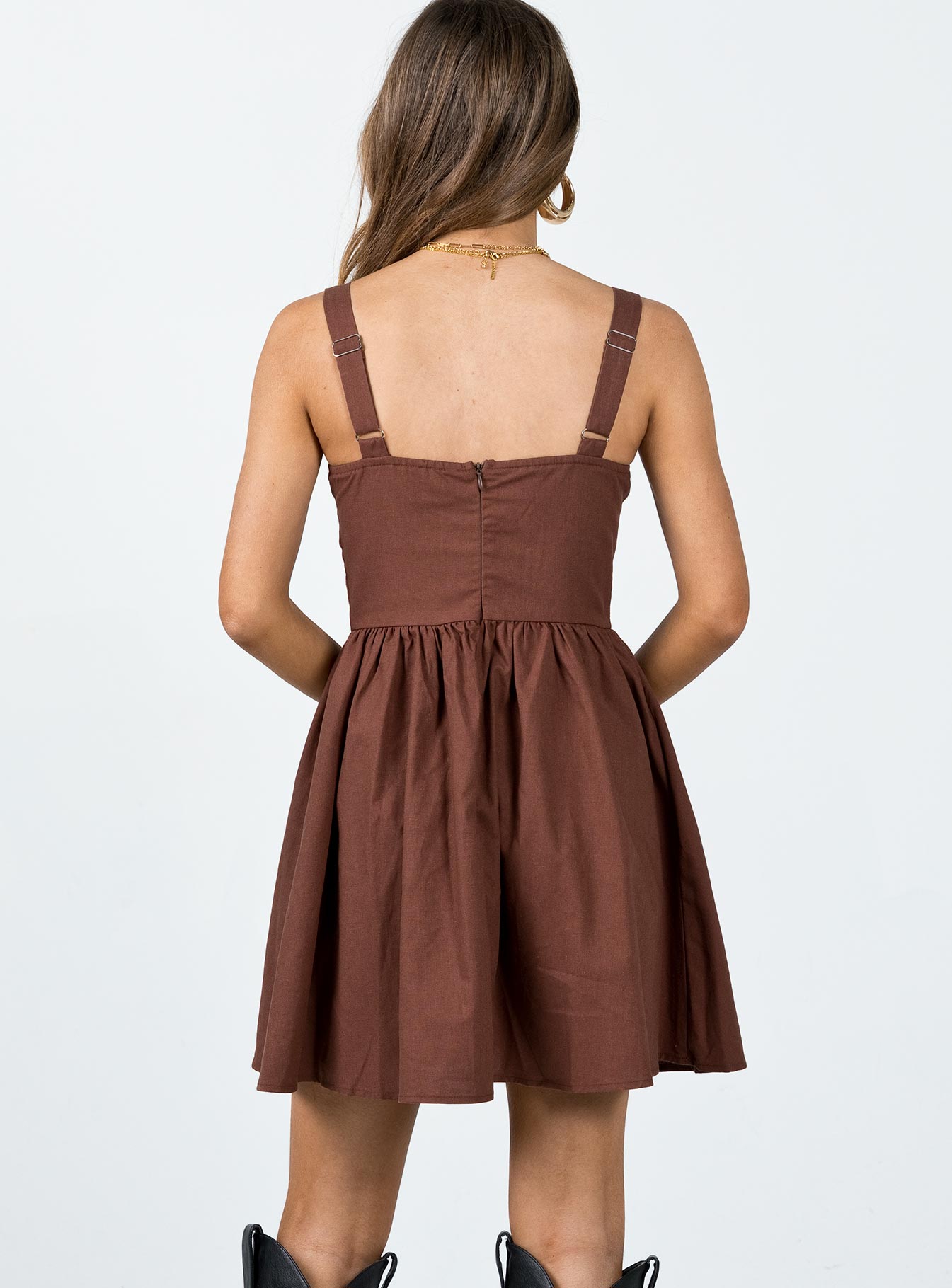 Telka Mini Dress Brown - Image 4