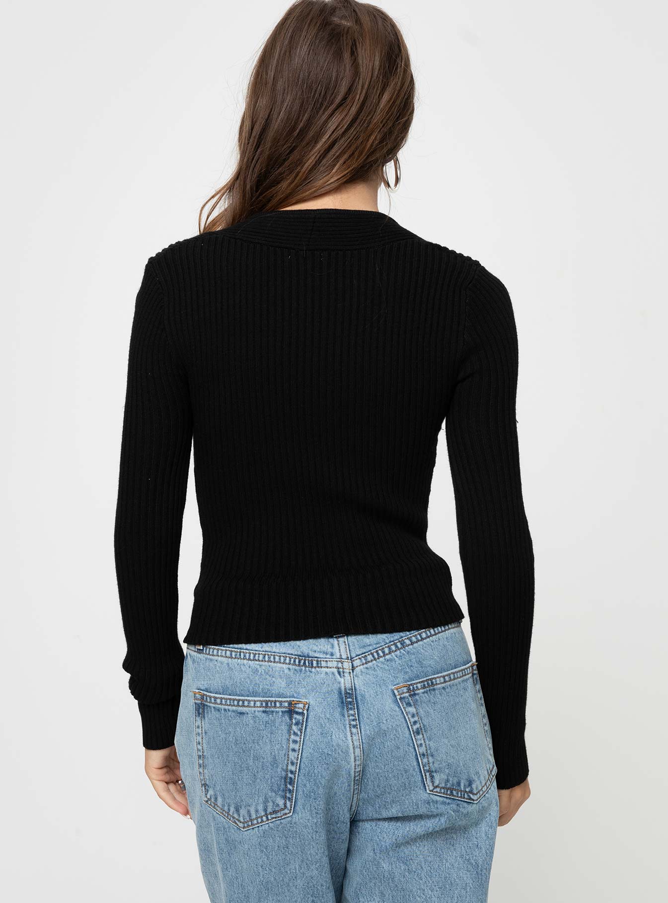Gleeson Square Neck Long Sleeve Top Black - Image 4