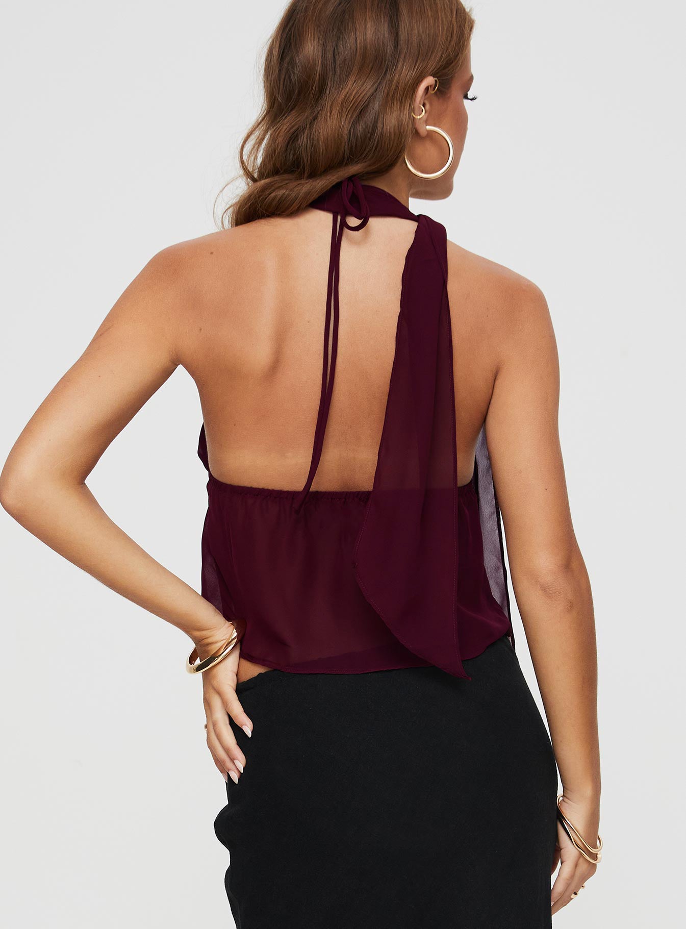 Demi Frill Top Burgundy - Image 5