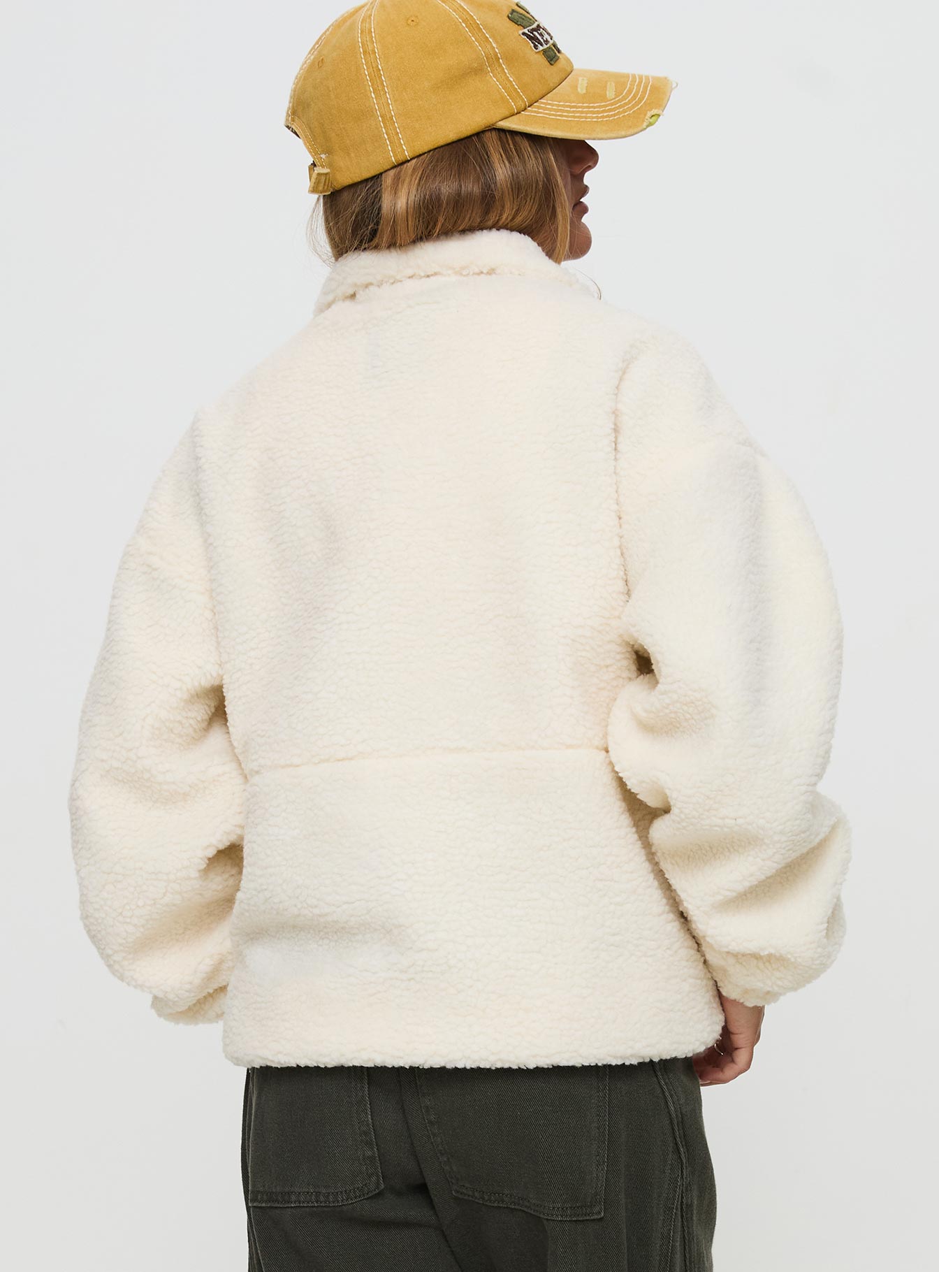 Say My Name Polar Fleece Zip Up Jacket Cream - Image 5