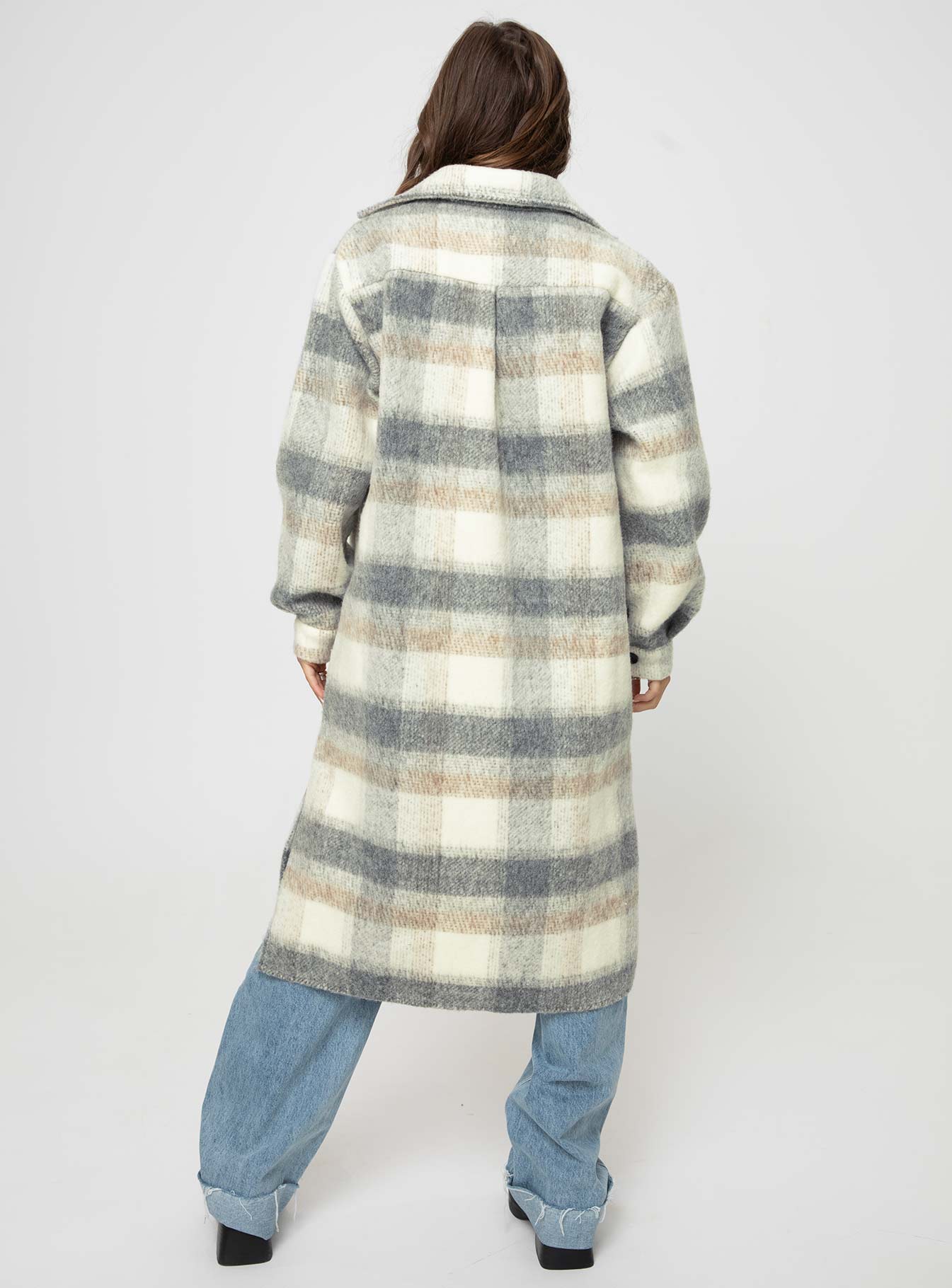 Deasia Check Coat Grey / Beige - Image 5