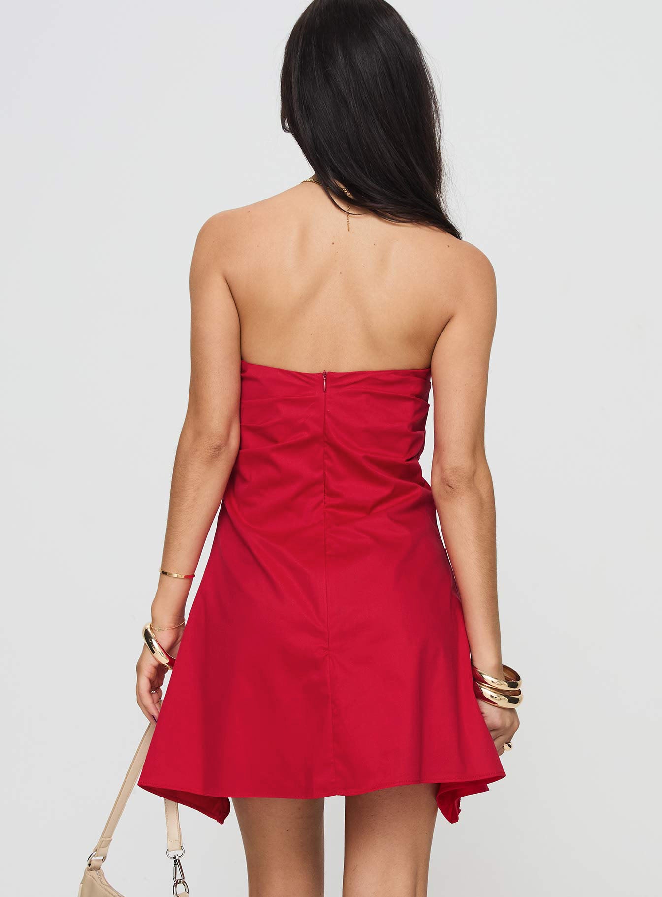 Bradwell Strapless Mini Dress Red Tall - Image 5
