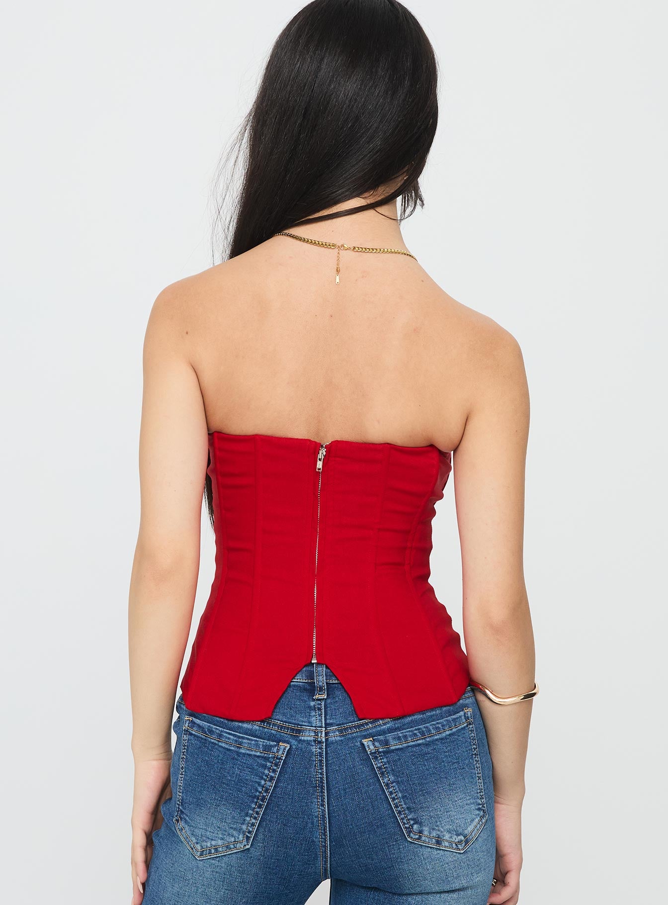 Kaetlyn Strapless Corset Top Red - Image 5