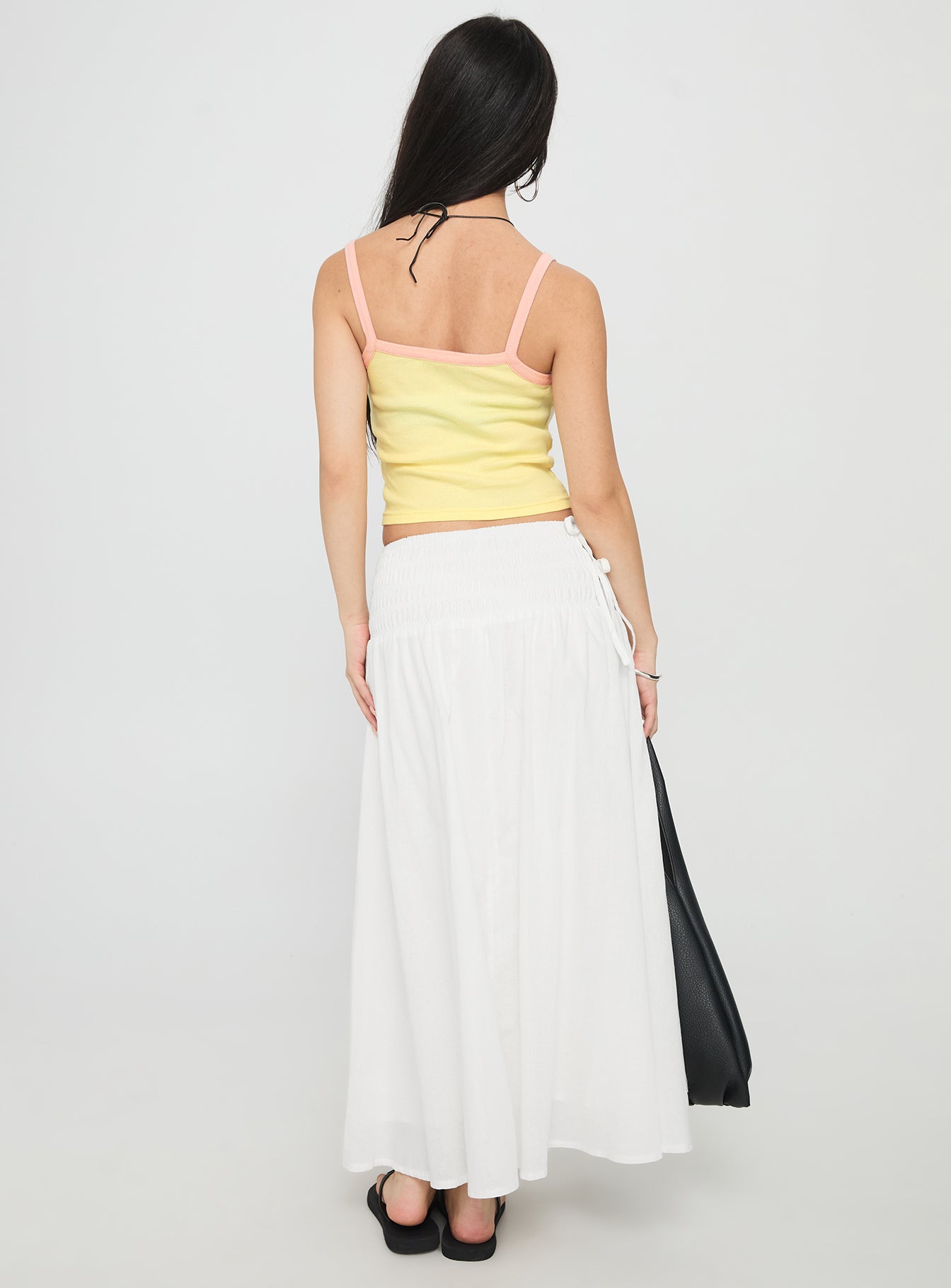 Vence Ruched Maxi Skirt White - Image 5