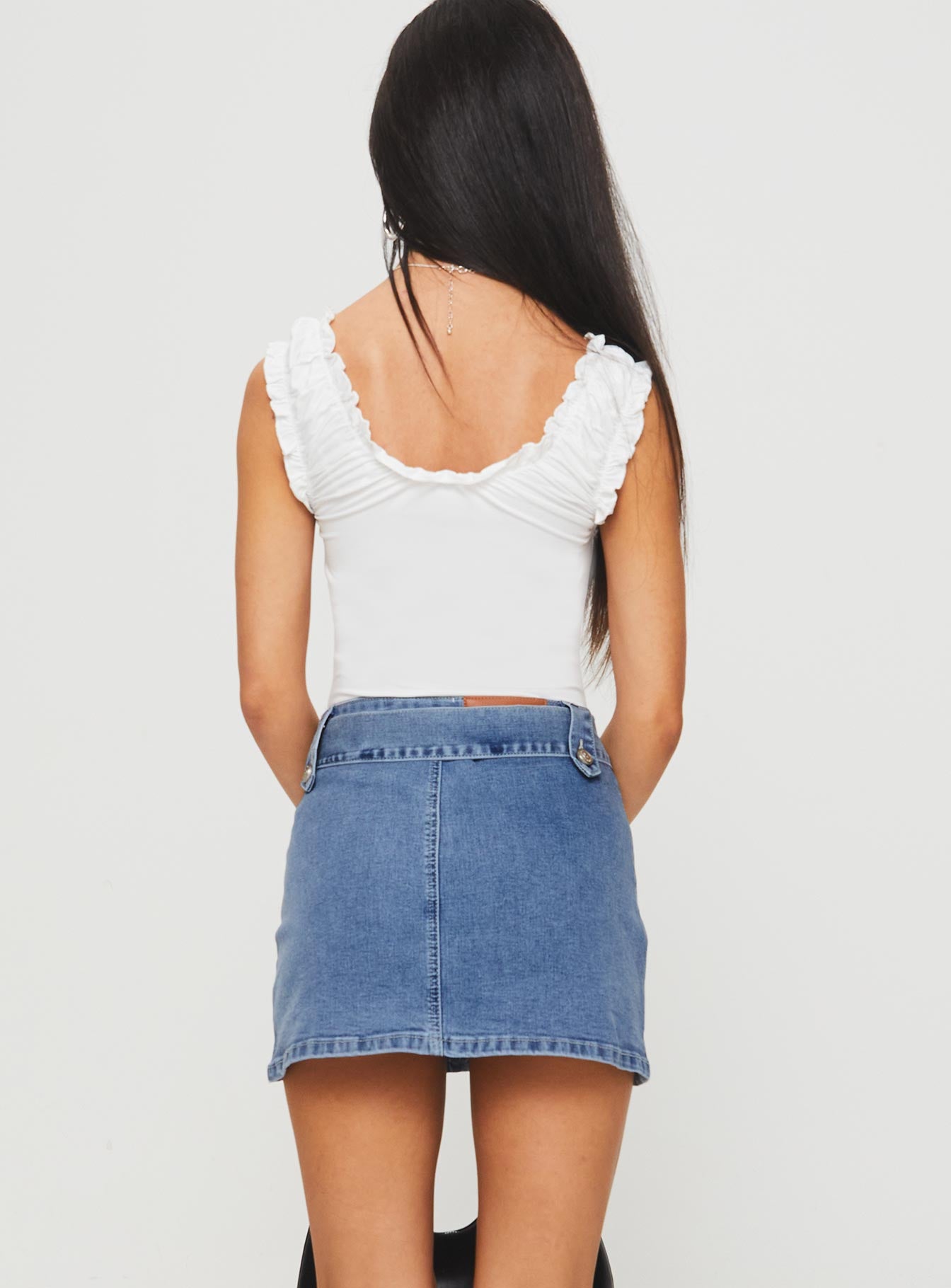 Domino Mini Skirt Mid Blue Denim - Image 5