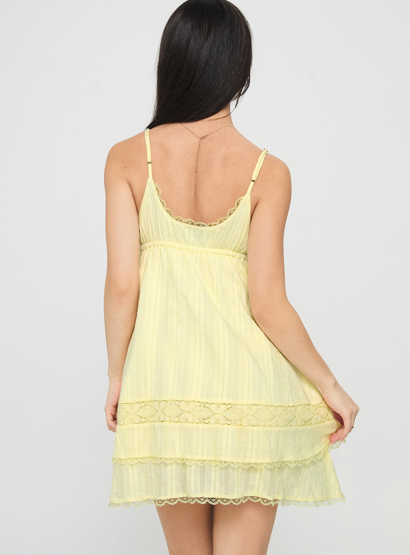 Cherubs Lace Babydoll Mini Dress Yellow - Image 5