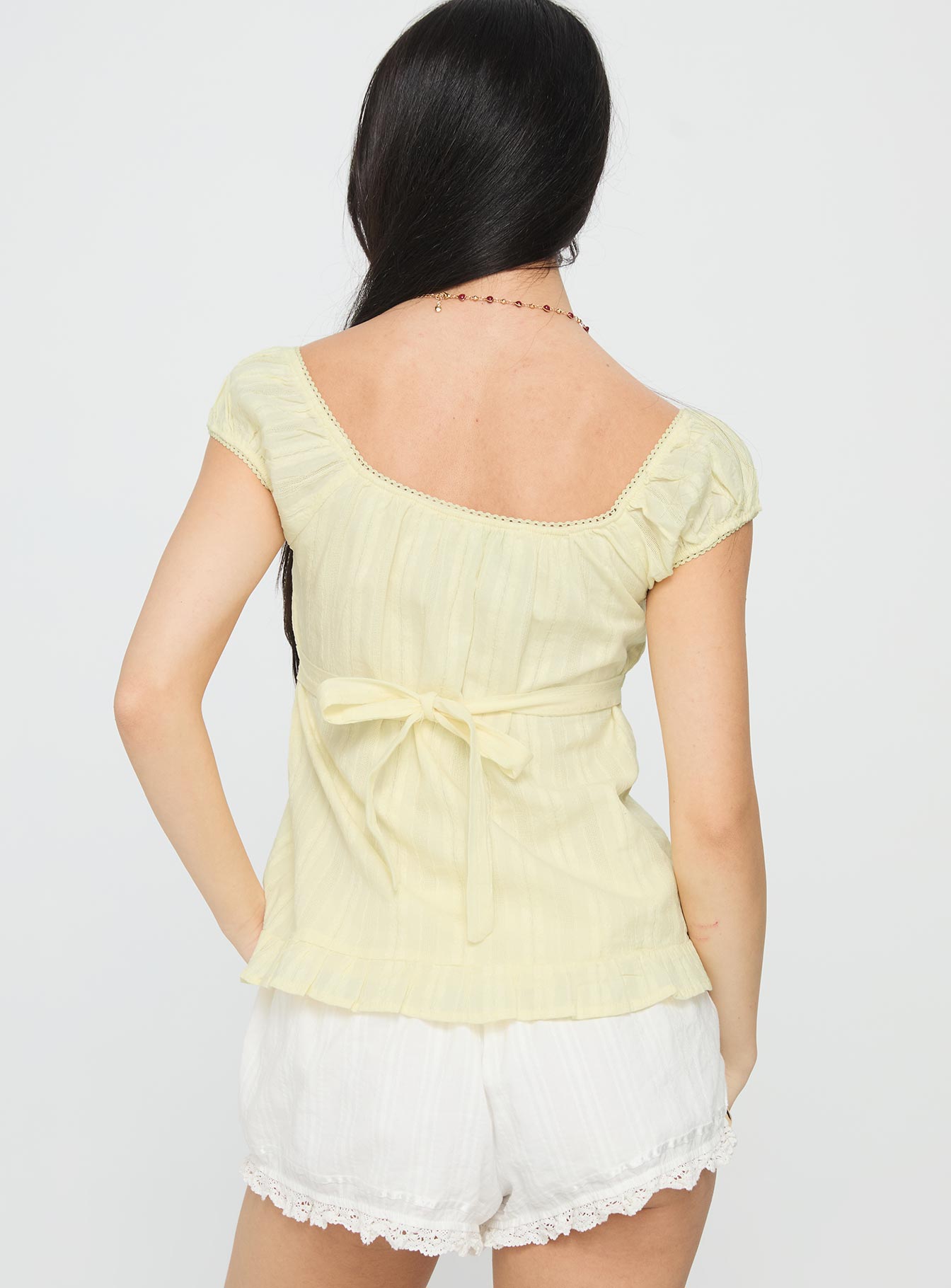 Lainee Babydoll Tie Up Top Yellow - Image 5