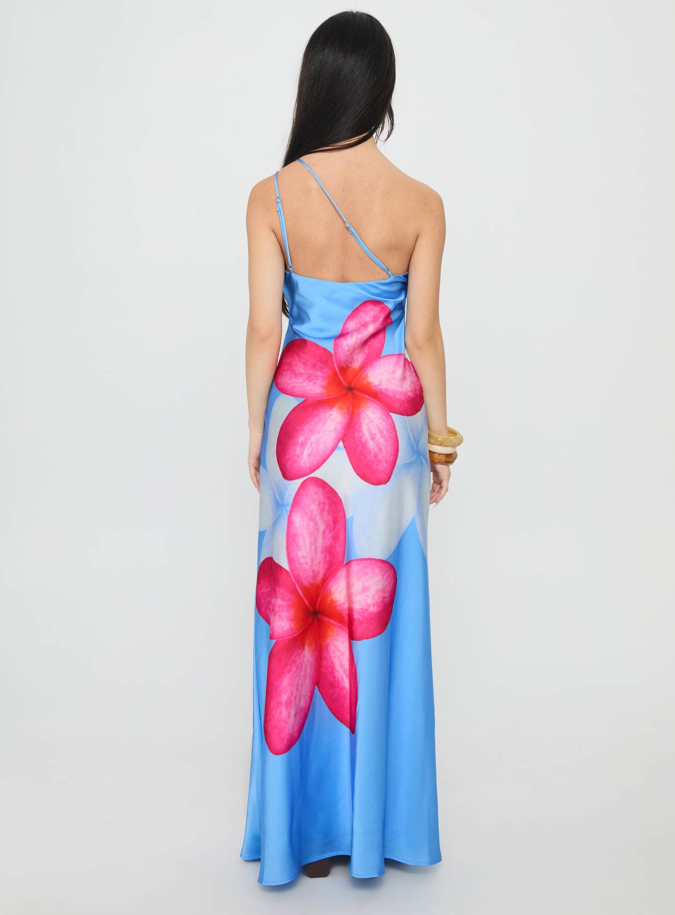 Meilana One Shoulder Maxi Dress Blue Floral - Image 4