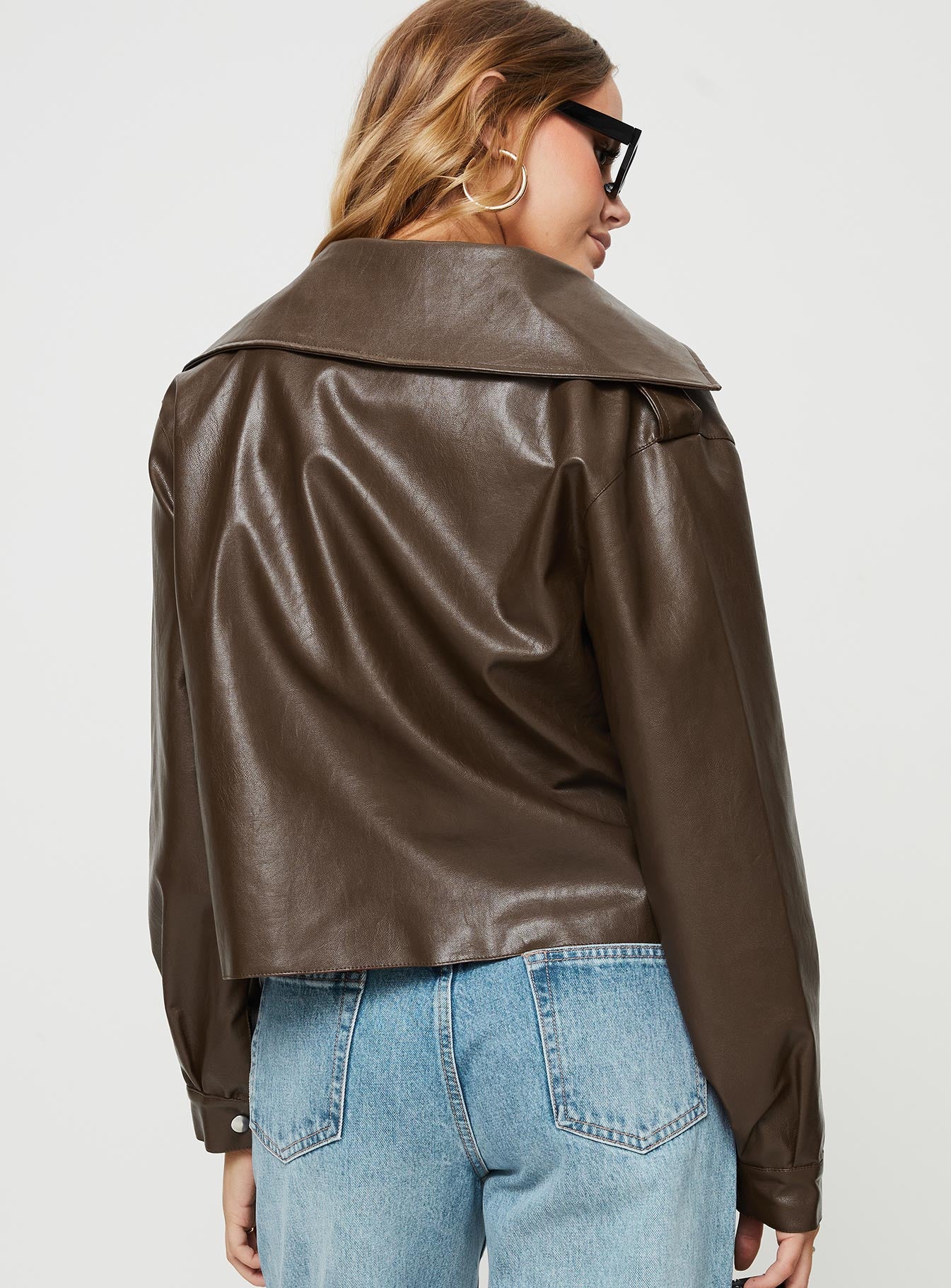 Staerk Faux Leather Jacket Brown - Image 5