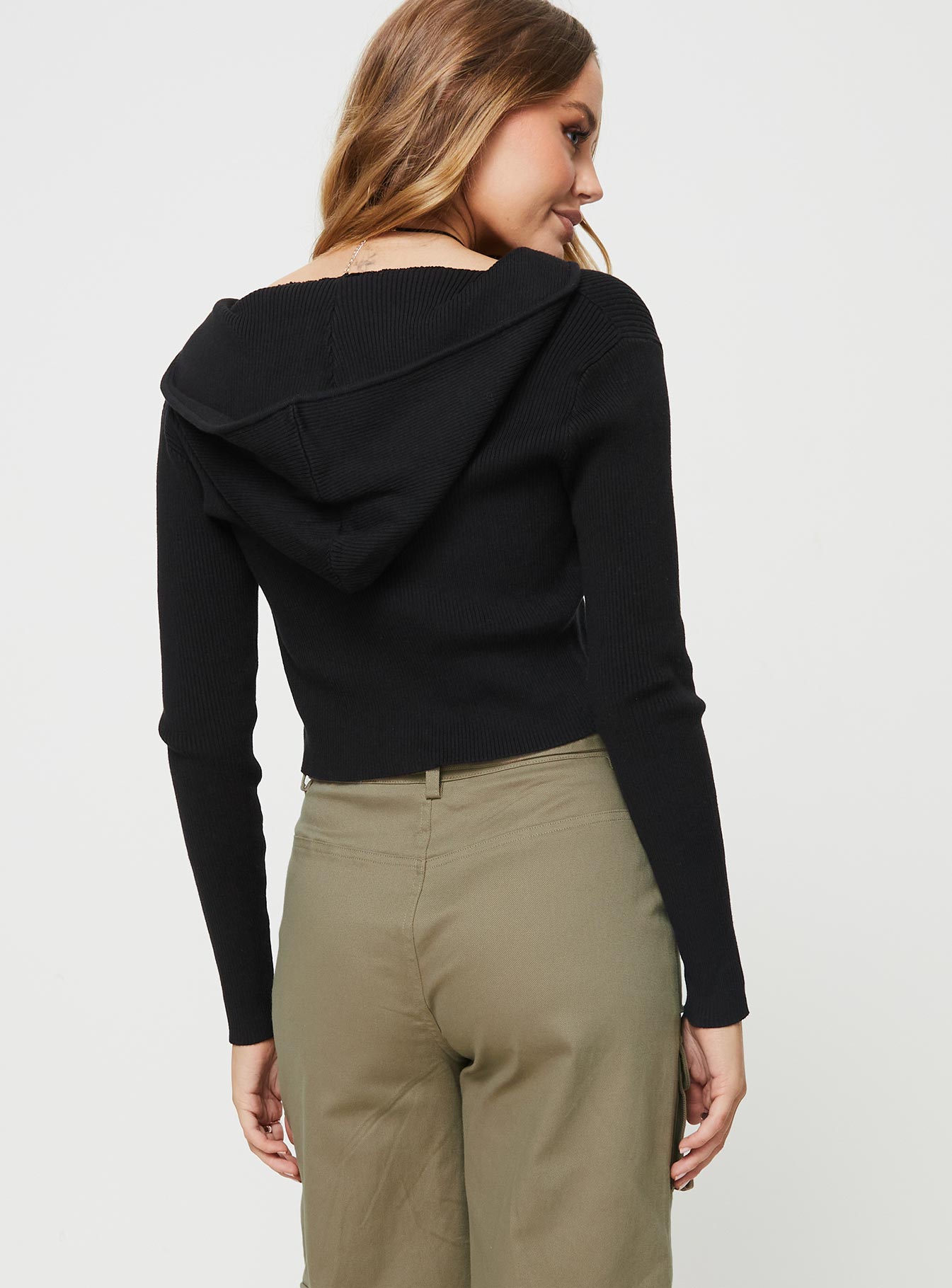 Cher Zip Up Knit Sweater Black - Image 5