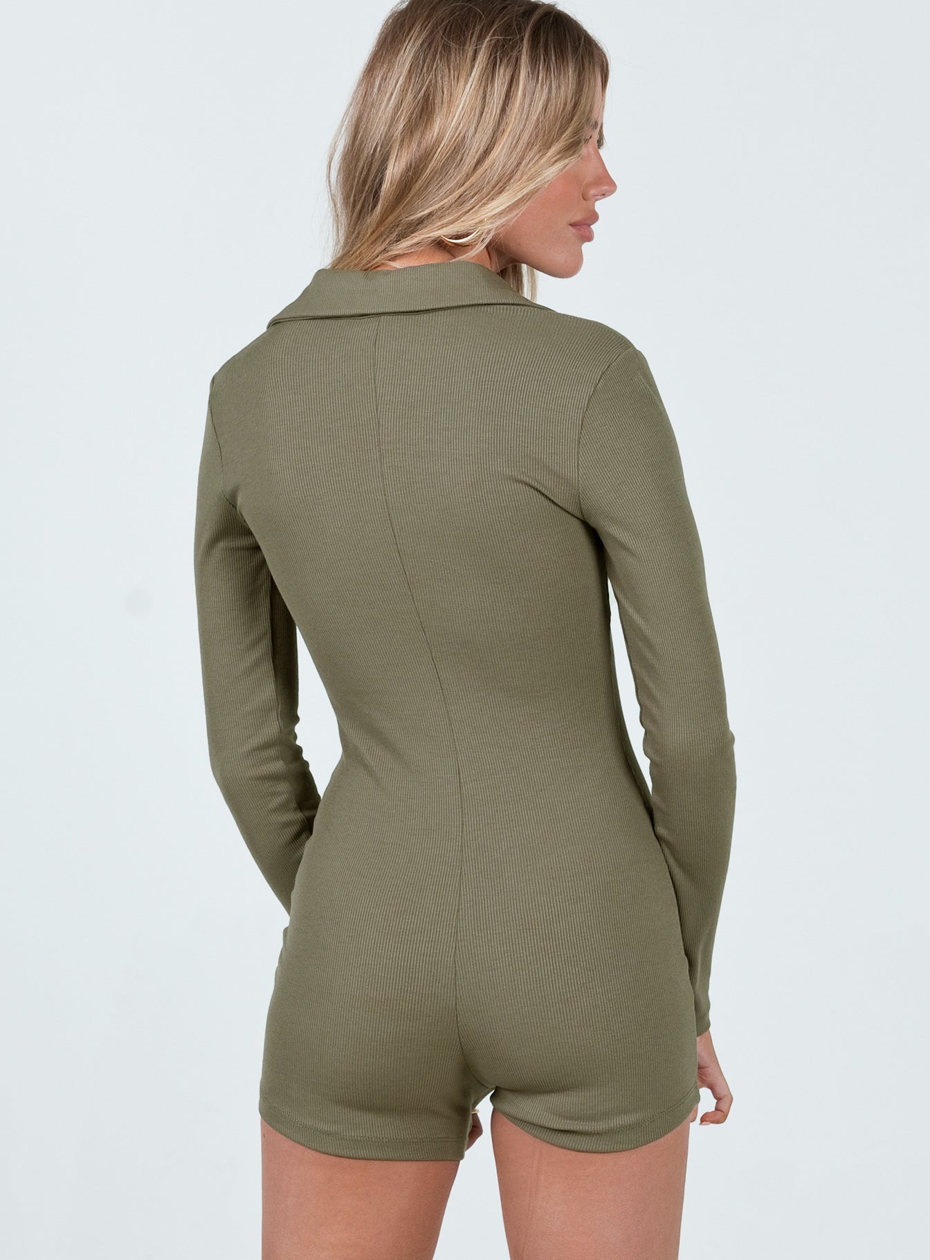 Susie Long Sleeve Romper Khaki - Image 5