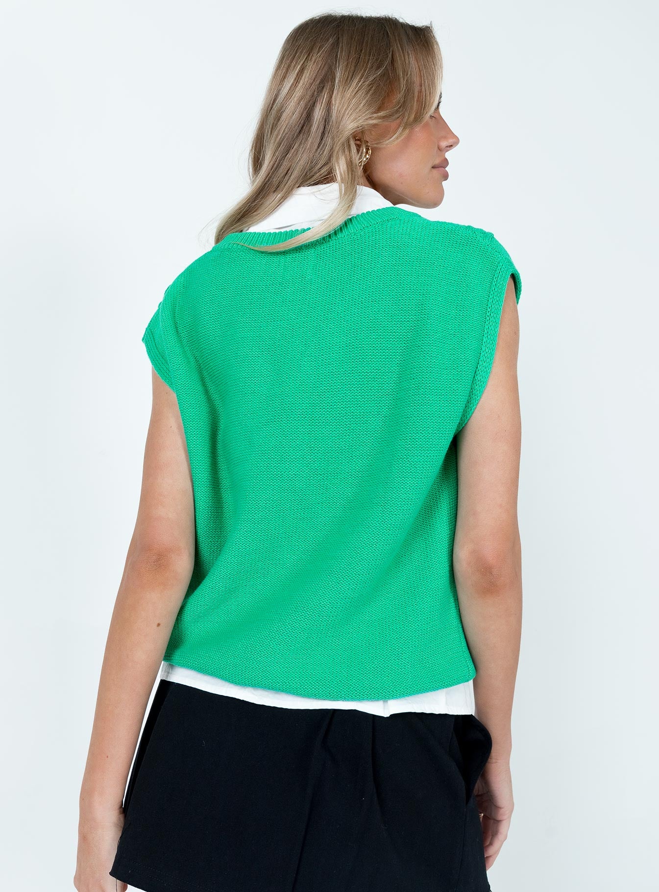 Cotton Carey Sweater Vest Green - Image 4