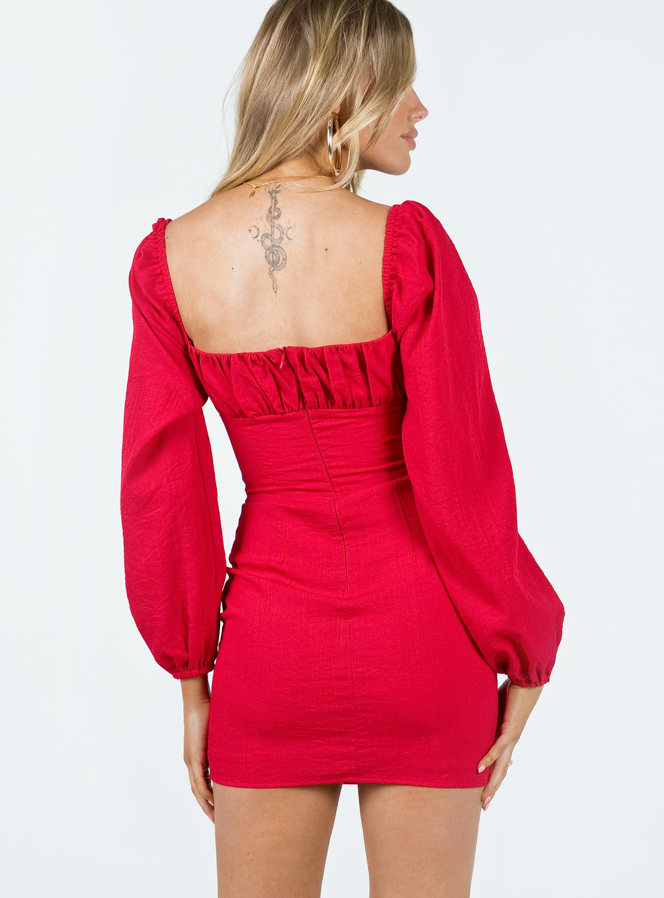 Vilma Long Sleeve Mini Dress Red - Image 5