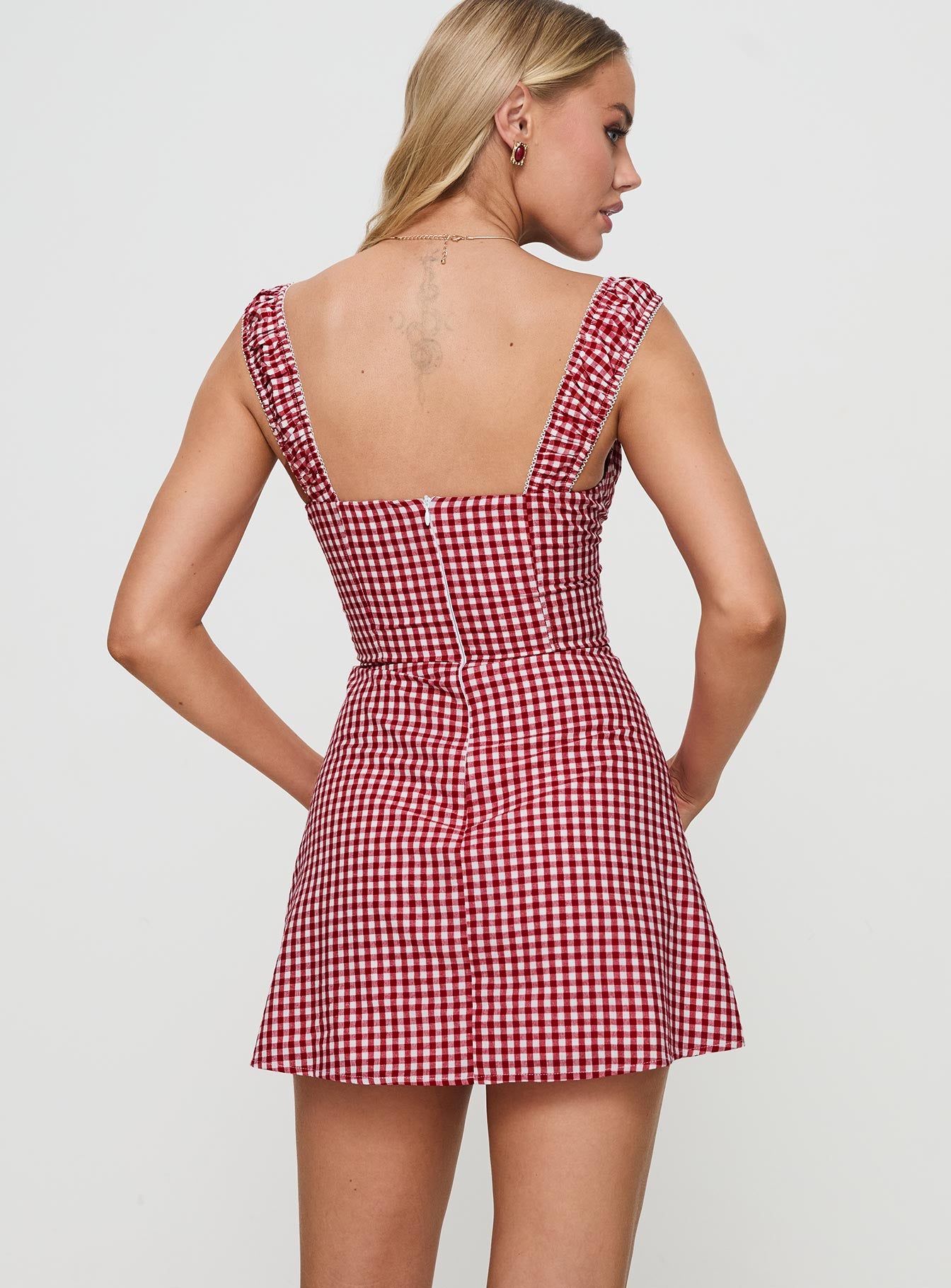 Faubert Mini Dress Red Gingham - Image 5