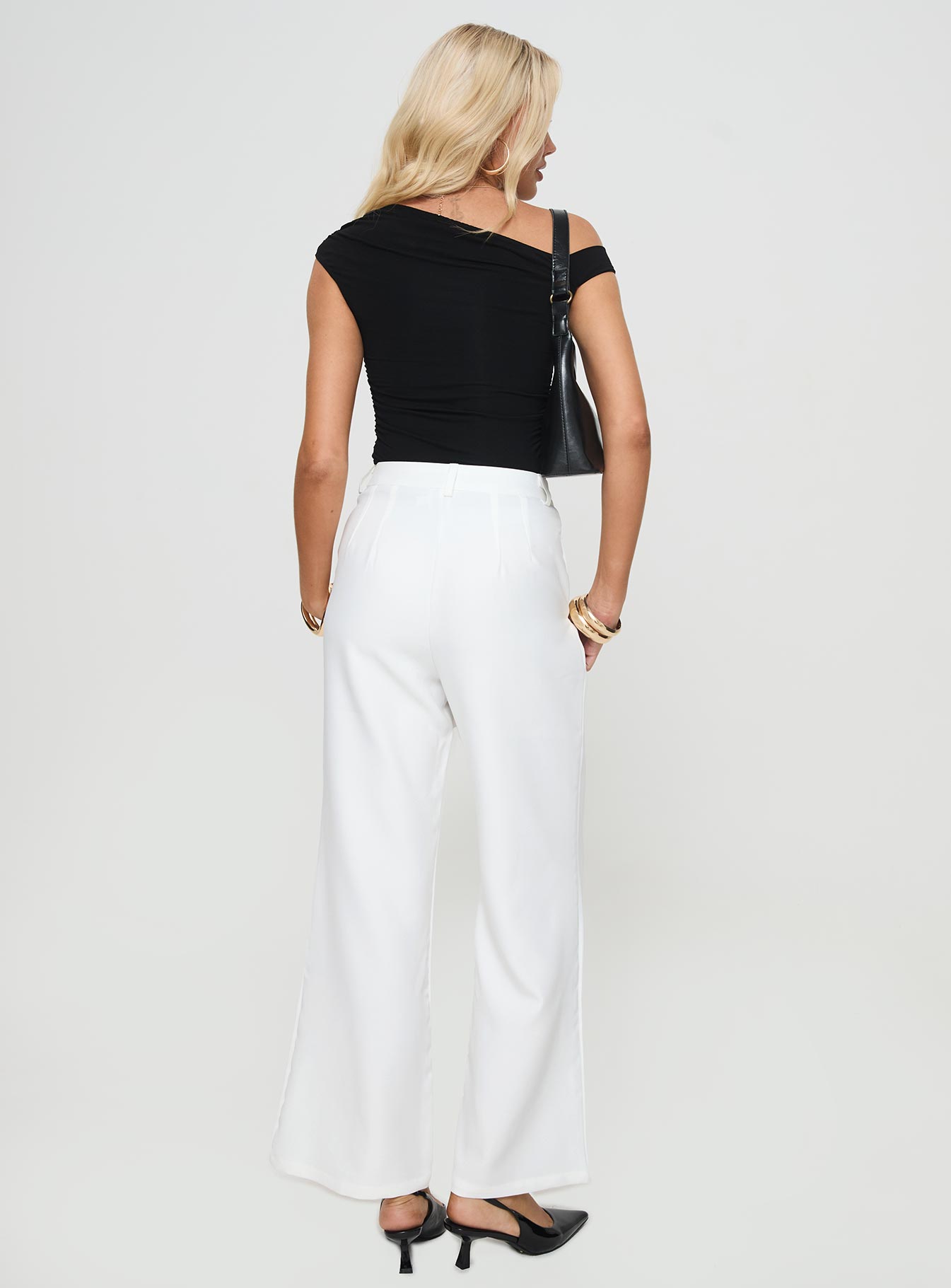 Jazzar Pocket Detail Pleated Pant White Petite - Image 5