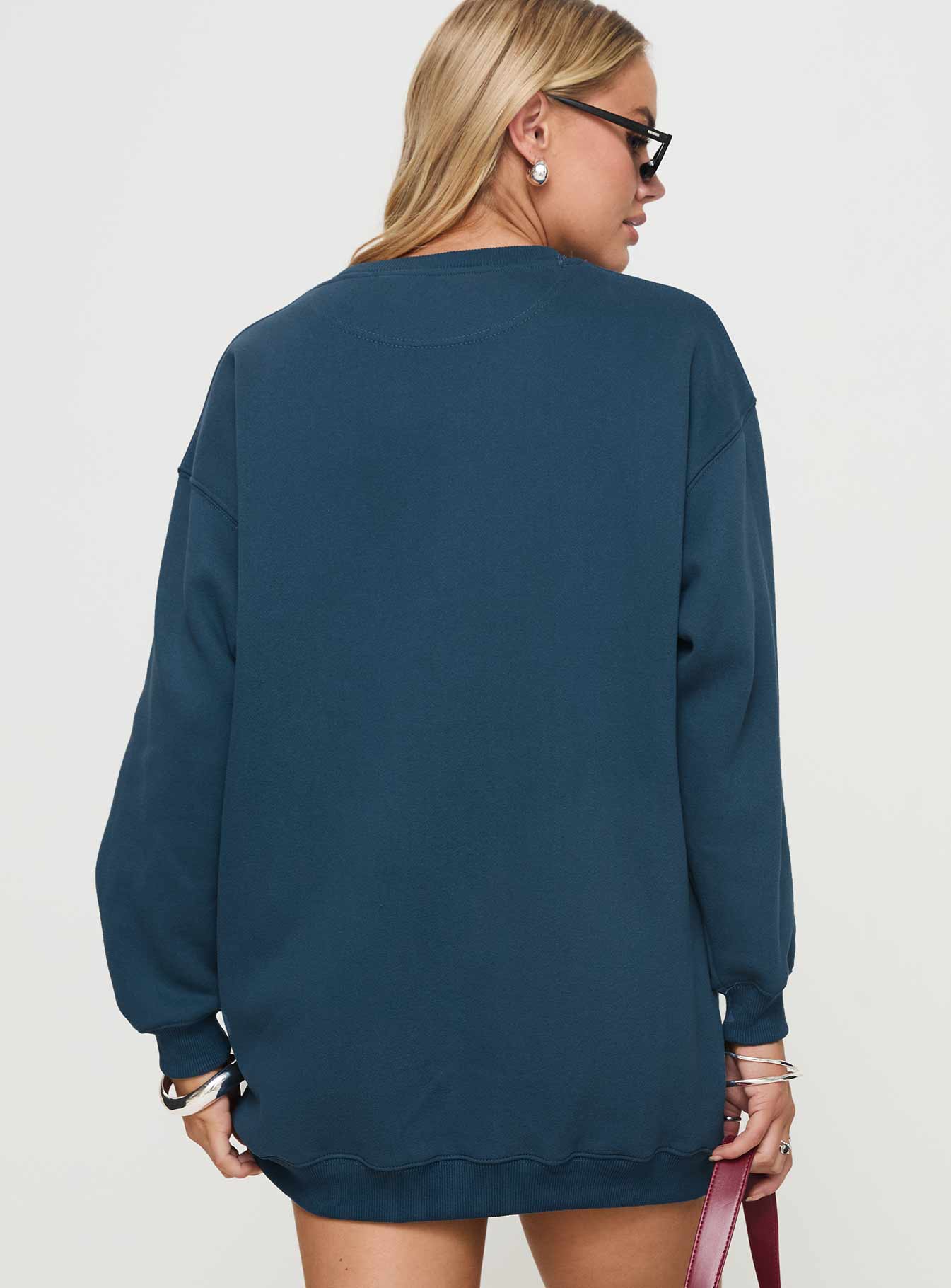 New York Minute Mini Sweatshirt Dress Navy - Image 5