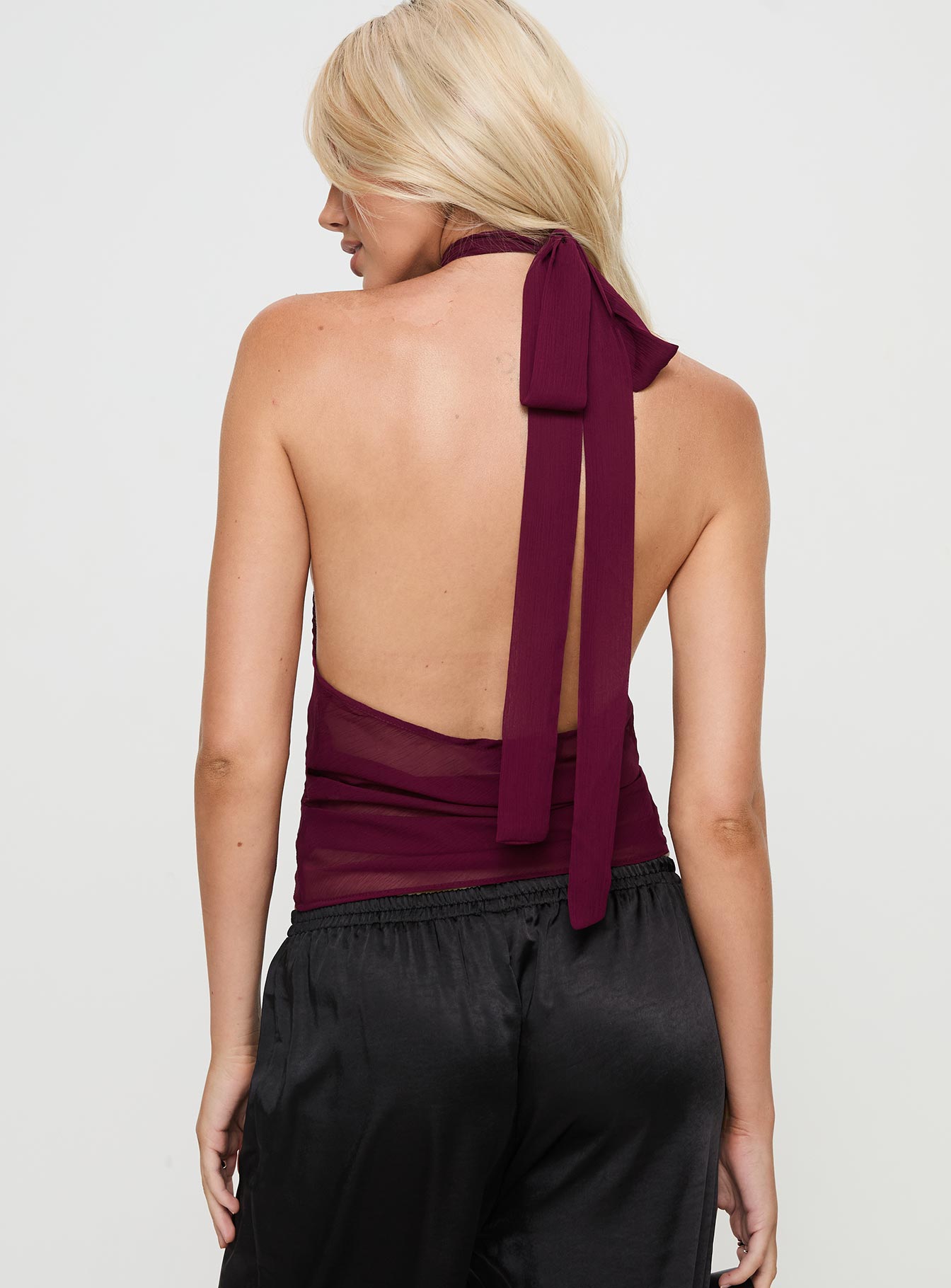 Lux Tie Top Burgundy - Image 5
