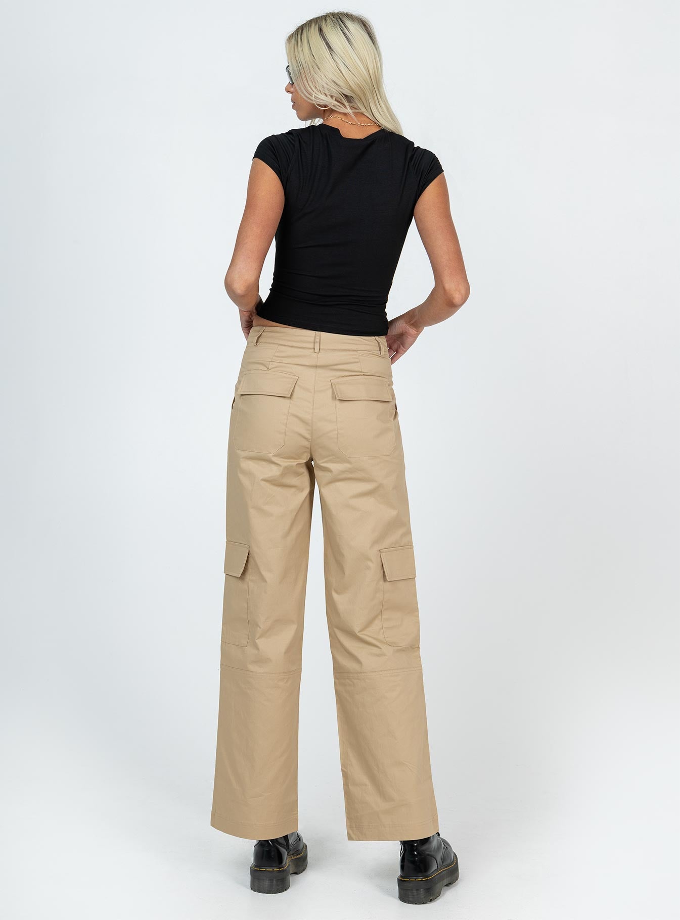 Luna Mid Rise Cargo Pants Beige Tall - Image 5