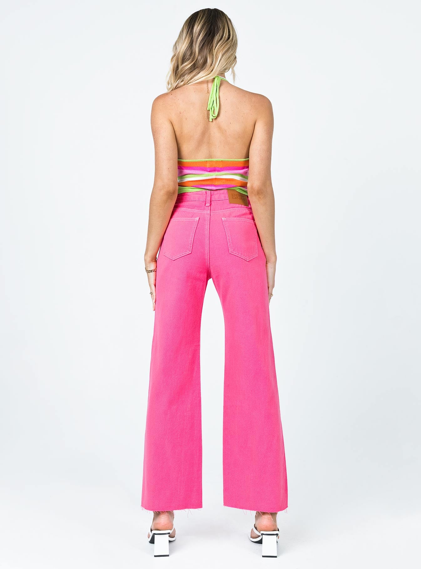 Popsicle Straight Leg Denim Jeans Pink - Image 4