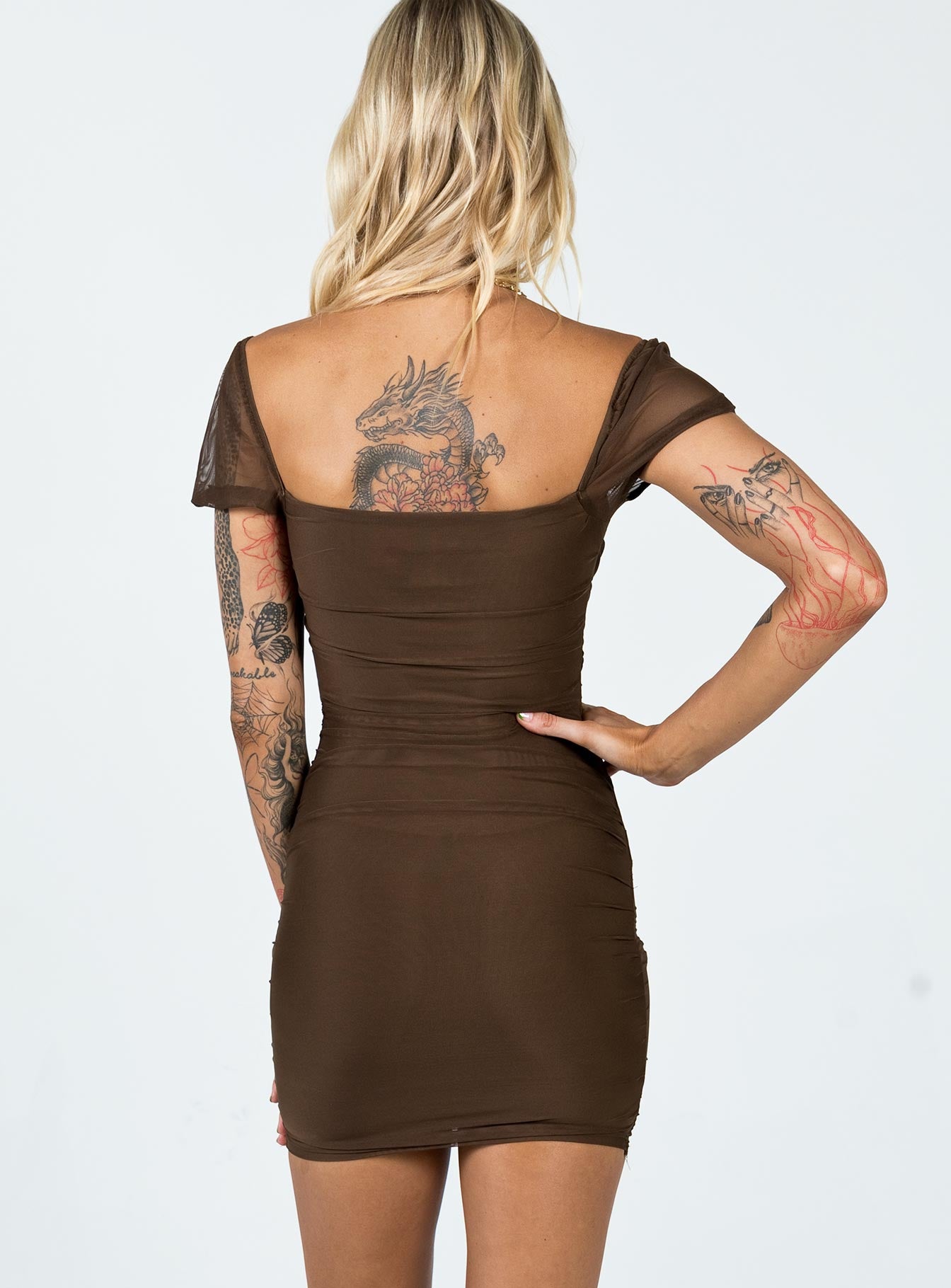 Charvi Mini Dress Brown - Image 5