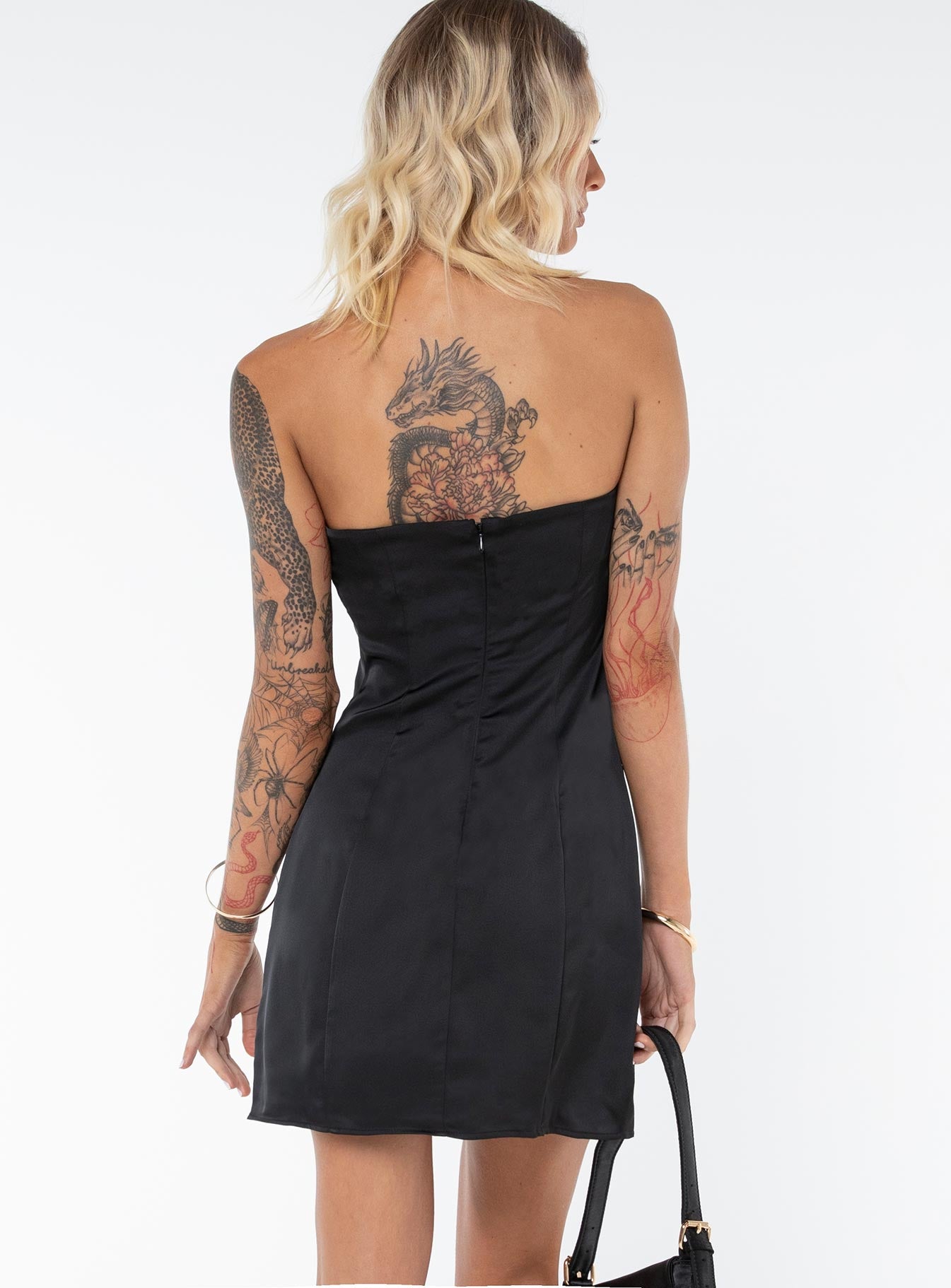 Kesy Bow Tie Mini Dress Black Tall - Image 5