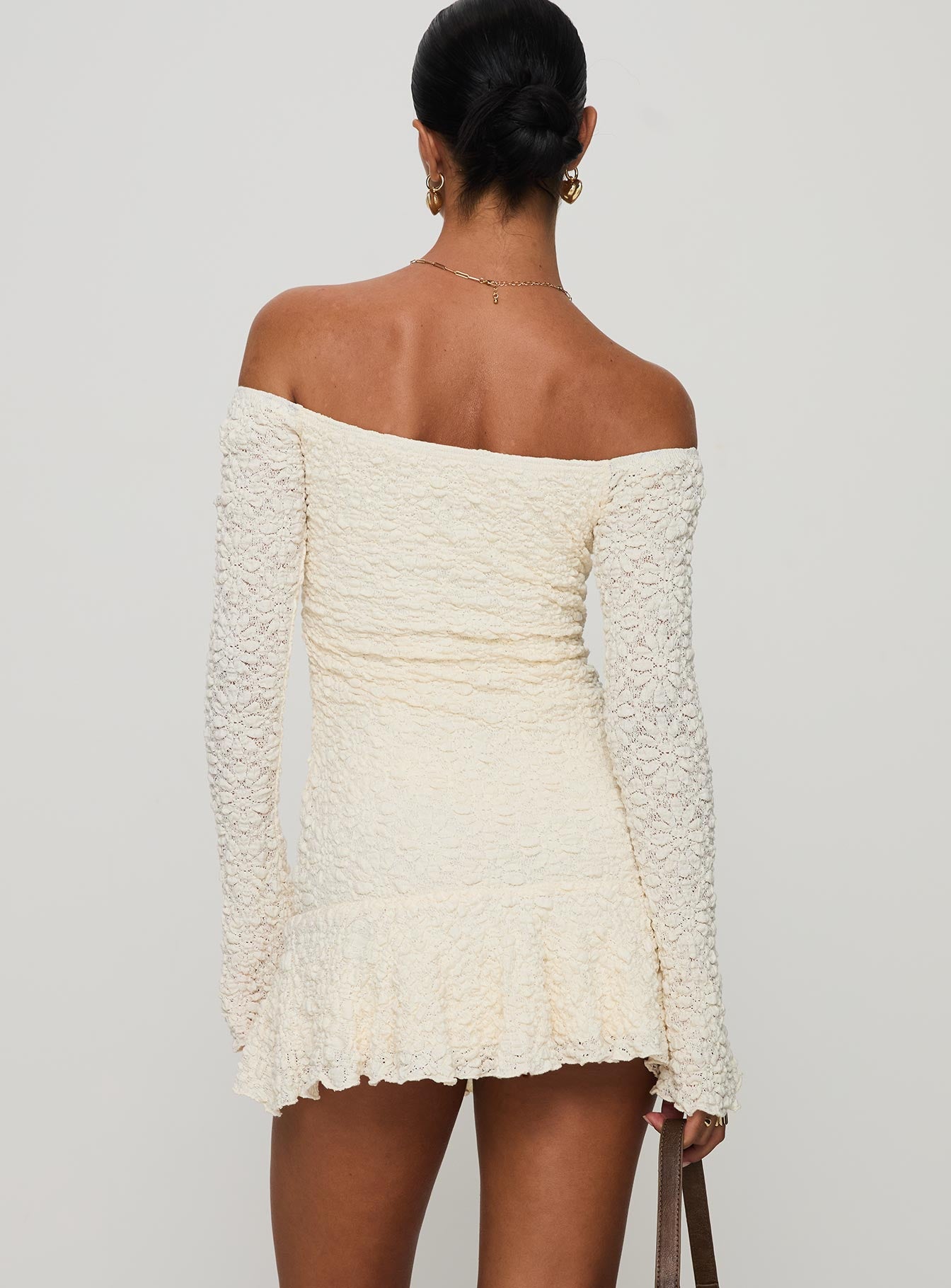 Vancesca Long Sleeve Mini Dress Cream - Image 5