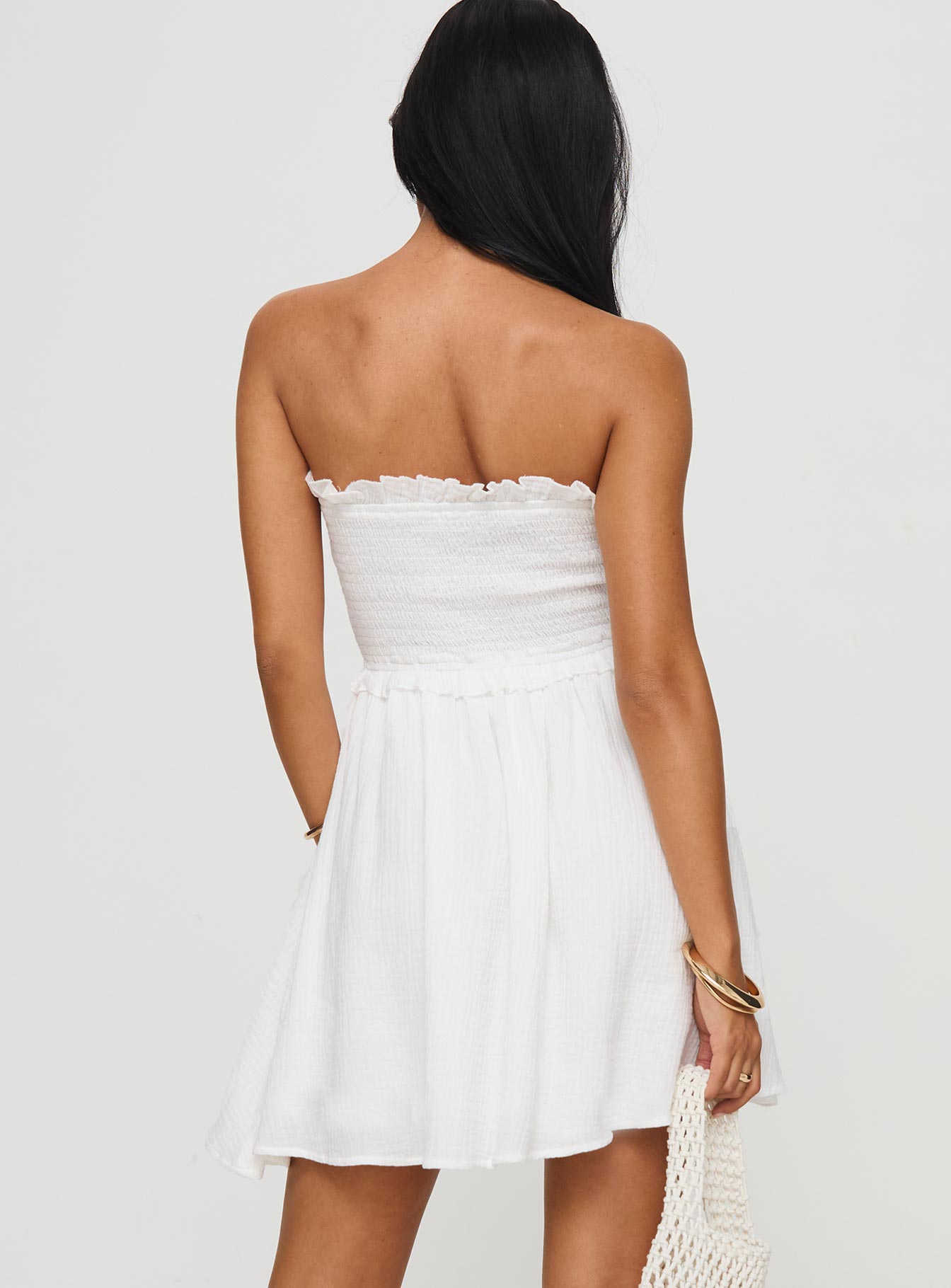 Evangelos Strapless Mini Dress White - Image 5