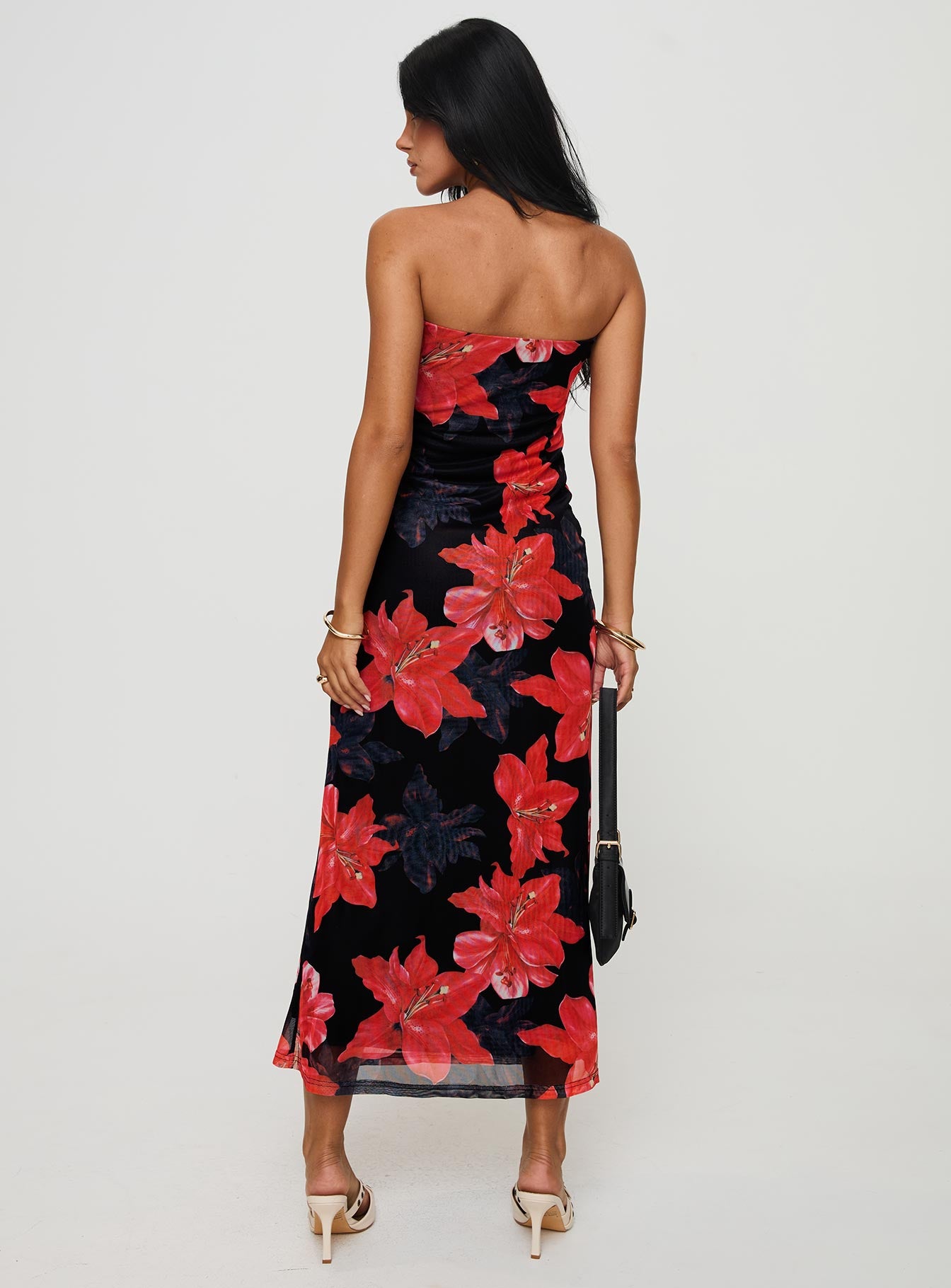 Celik Strapless Maxi Dress Black / Floral - Image 5