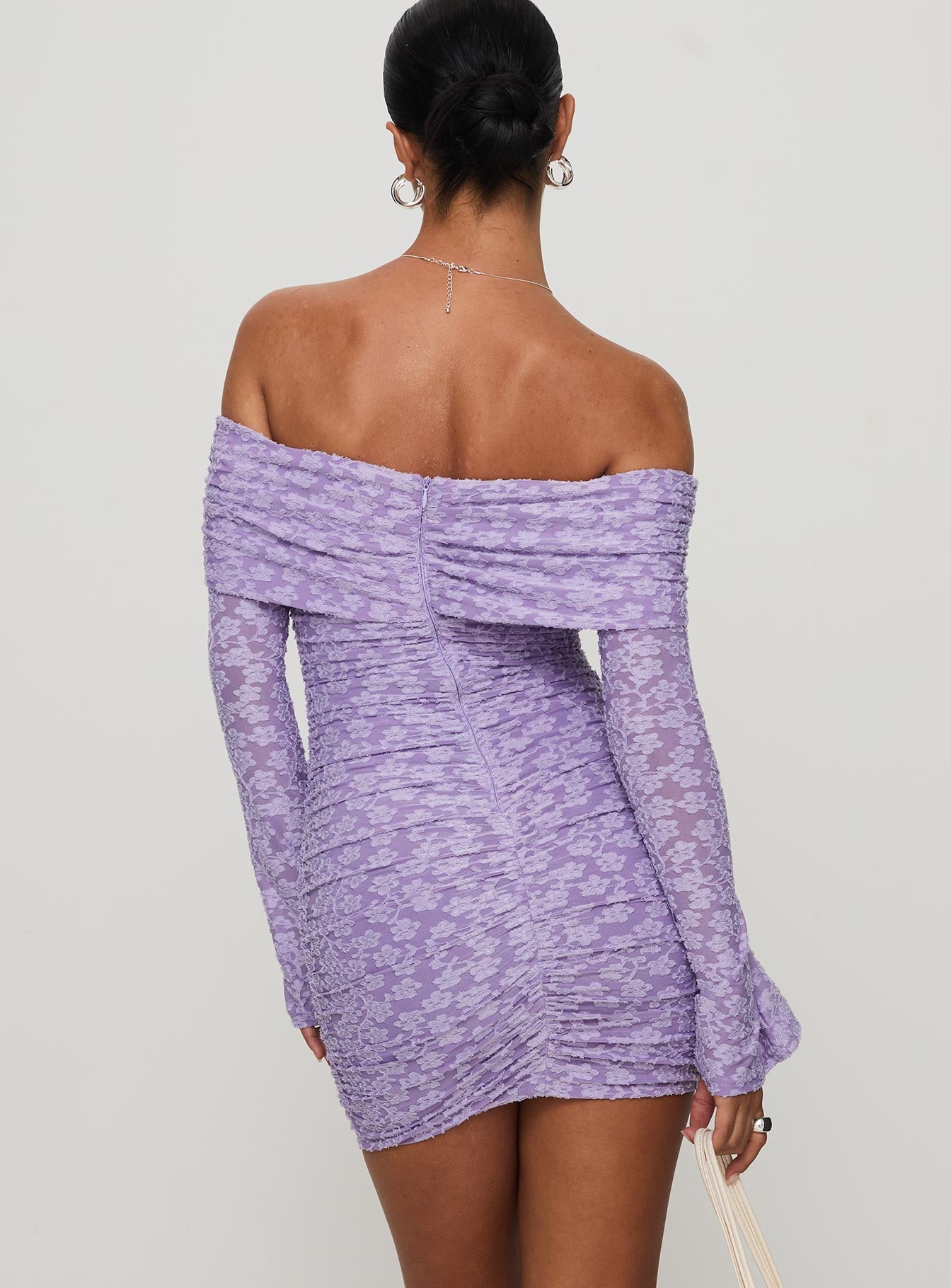 Intereste Long Sleeve Mini Dress Purple - Image 4