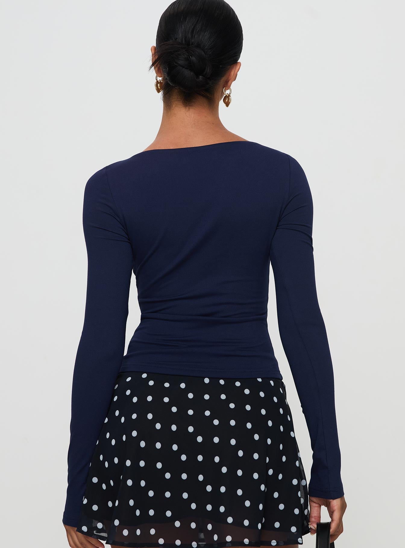 Nikoli Long Sleeve Top Navy - Image 4