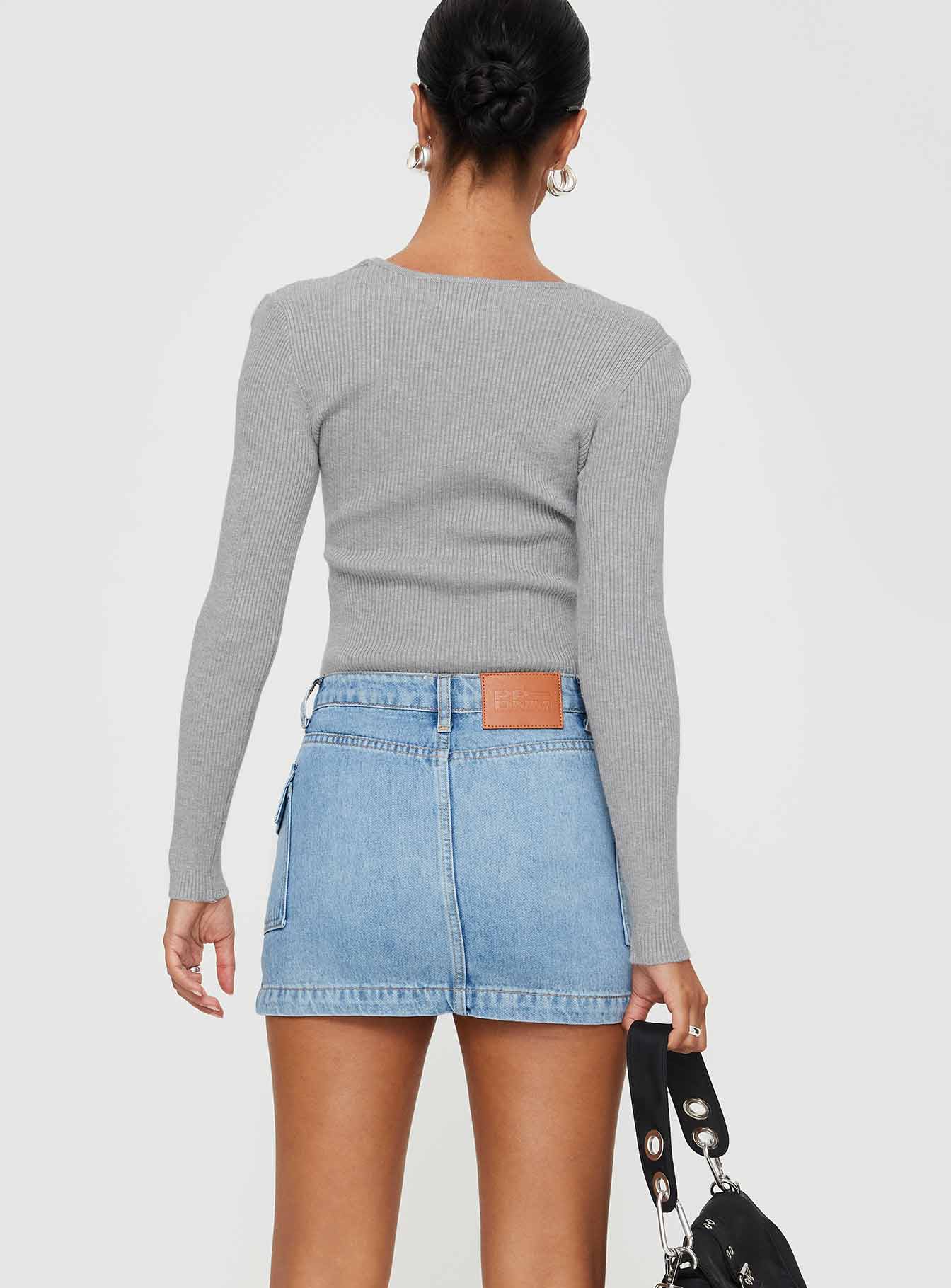Zakai Cargo Denim Mini Skirt Ice Blue - Image 5