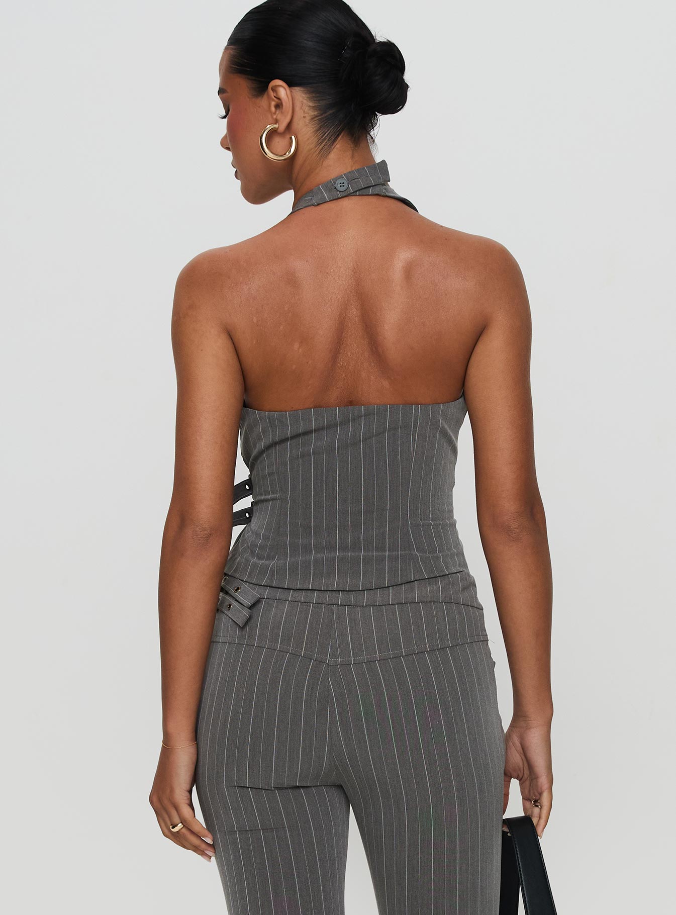 Calexico Buckle Halter Top Grey Pinstripe - Image 5