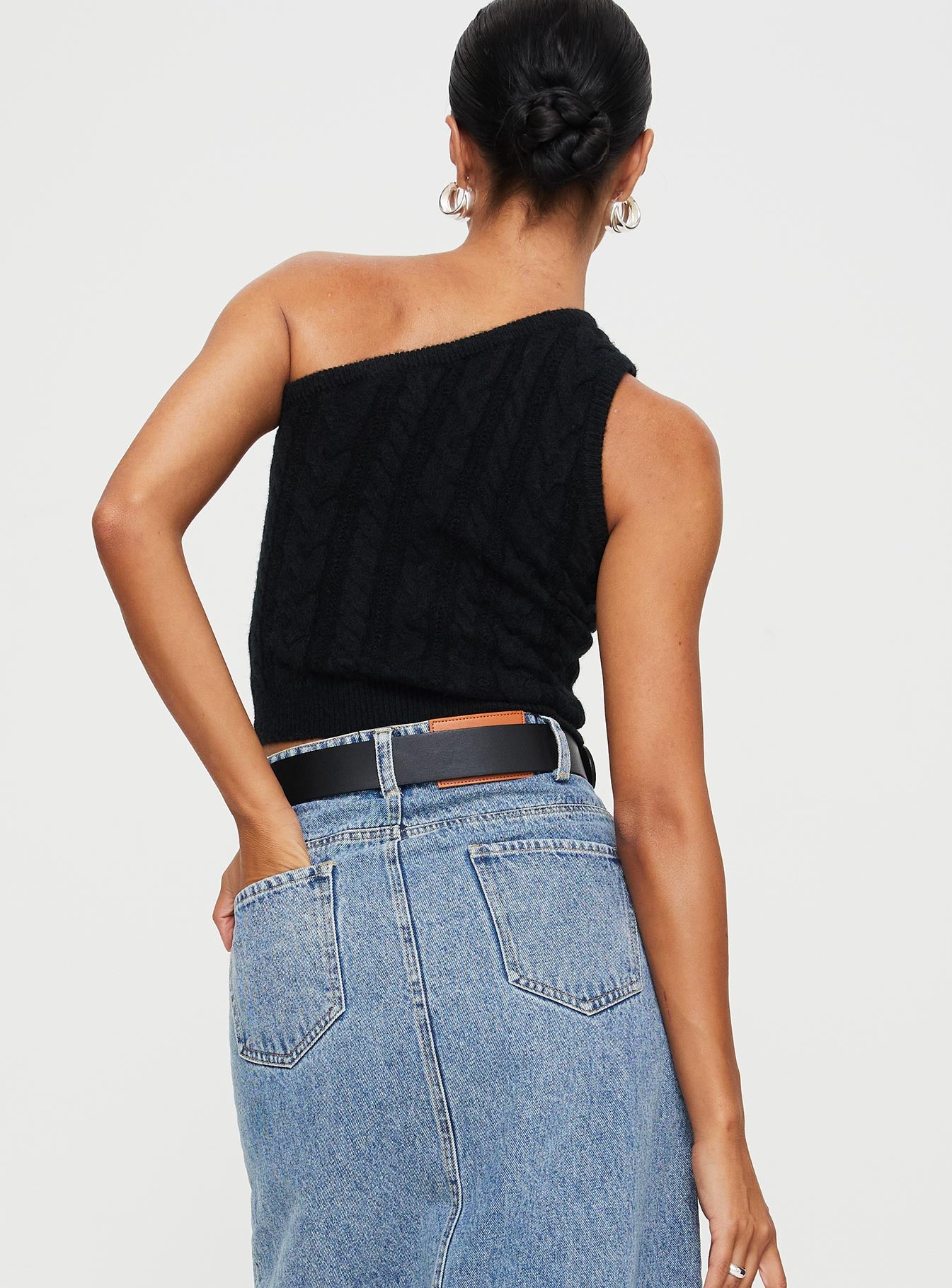Kateri One Shoulder Top Black - Image 4