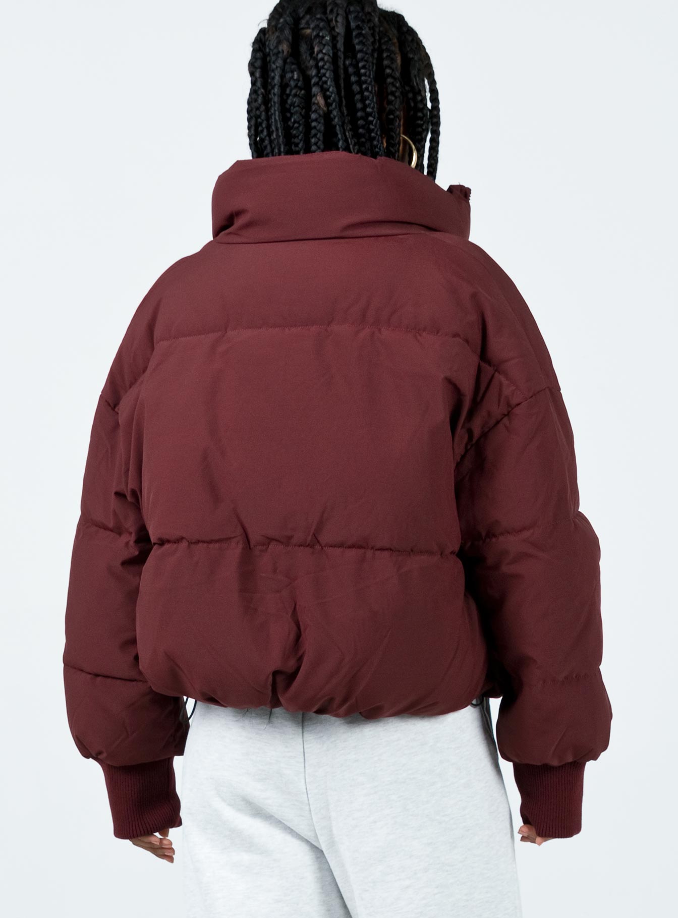 Abe Puffer Jacket Burgundy - Image 5