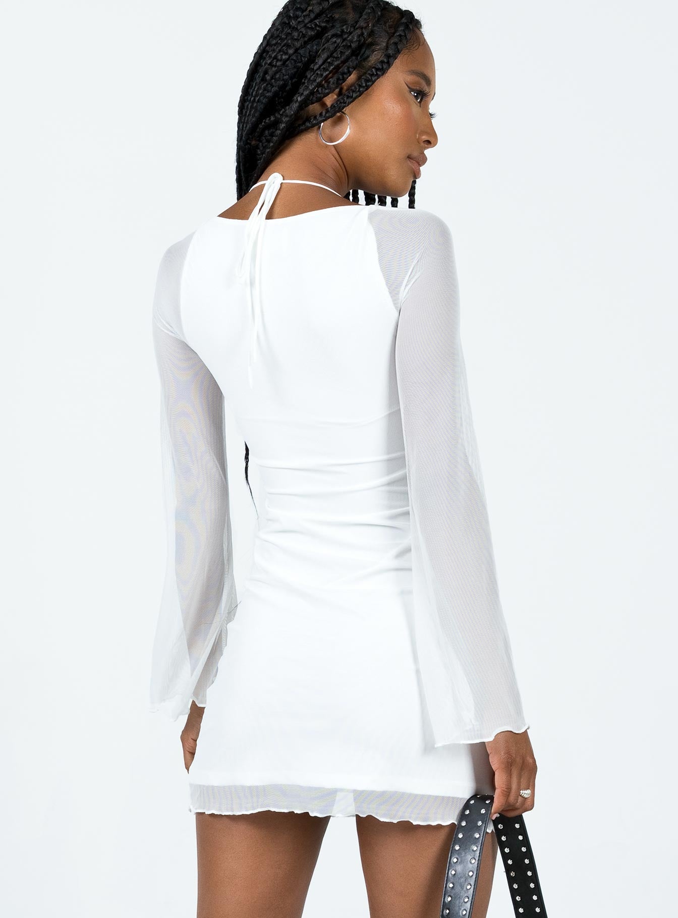 Bilbao Long Sleeve Mini Dress White - Image 5