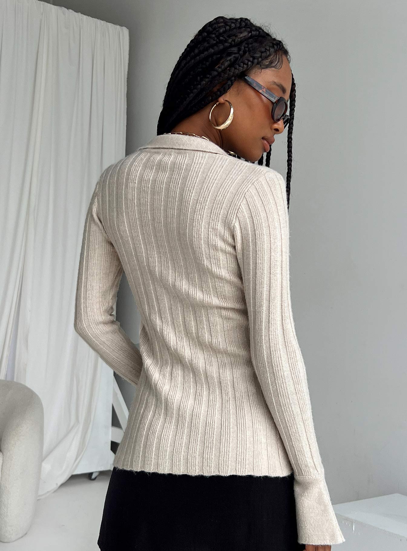 Beryl Long Sleeve Top Bone - Image 5