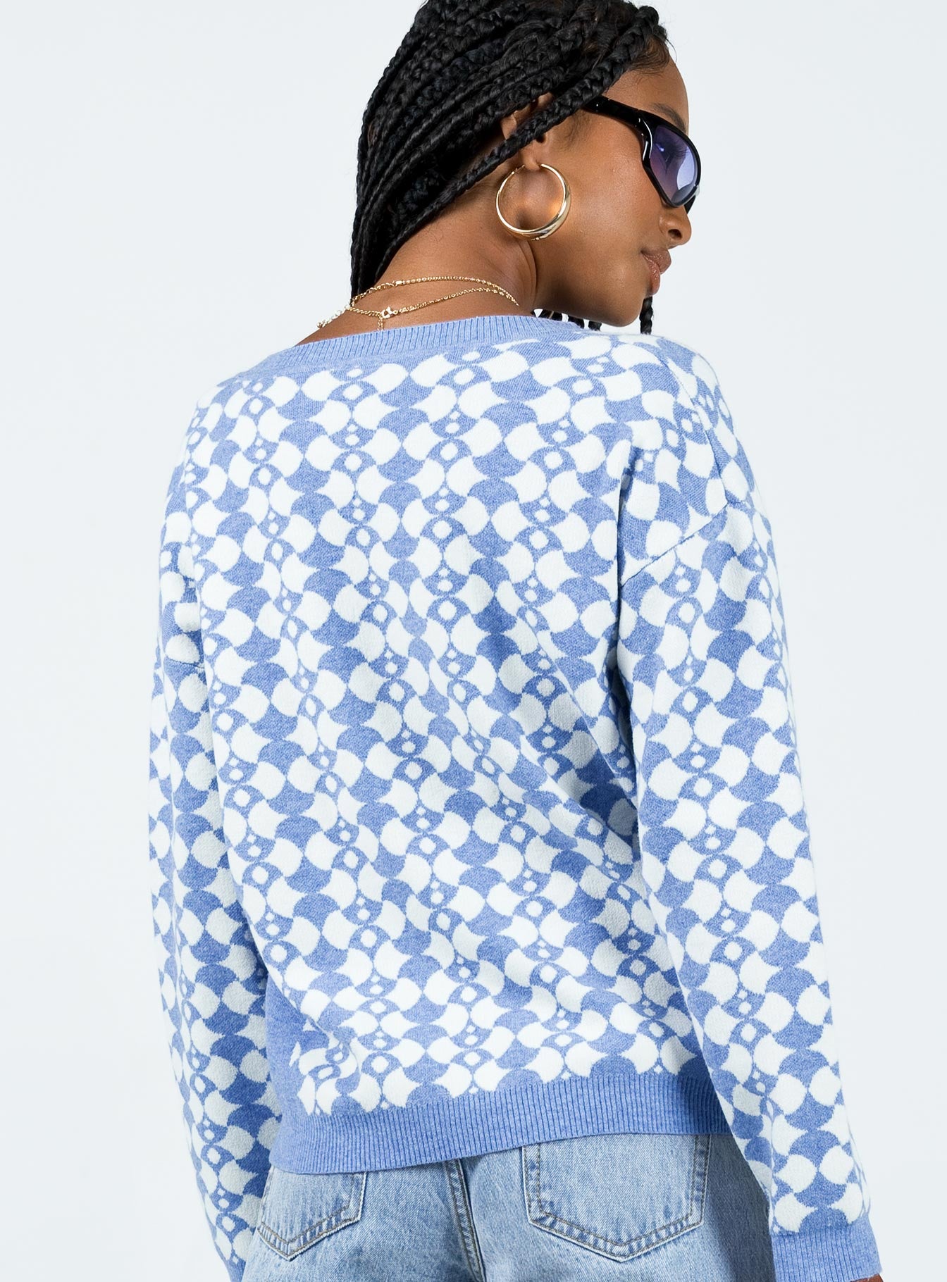 Elewa Geo Sweater Blue / White - Image 4