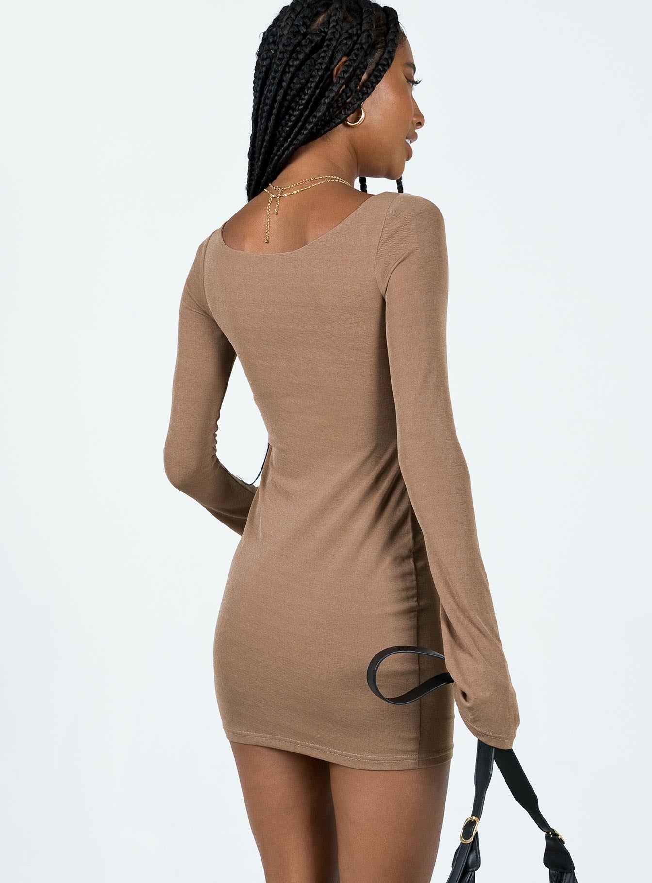 Wesley Long Sleeve Mini Dress Brown - Image 5