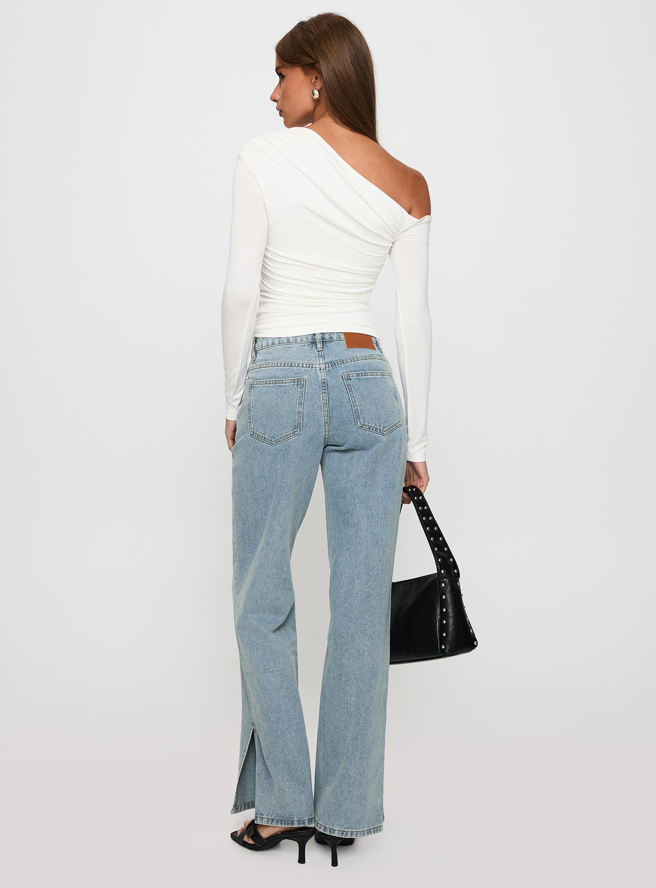 White Mustang Mid Rise Straight Leg Jean Light Blue - Image 4