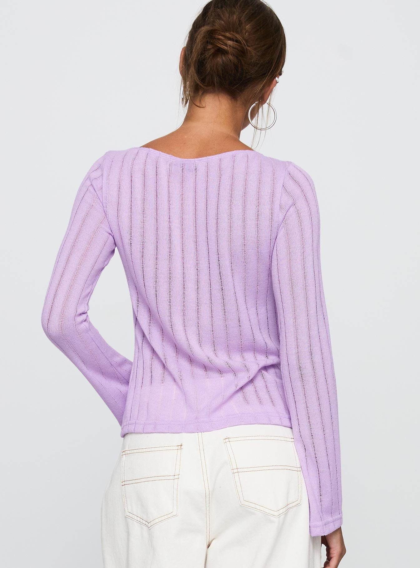 Tuppence Ribbed Long Sleeve Top Lilac - Image 4