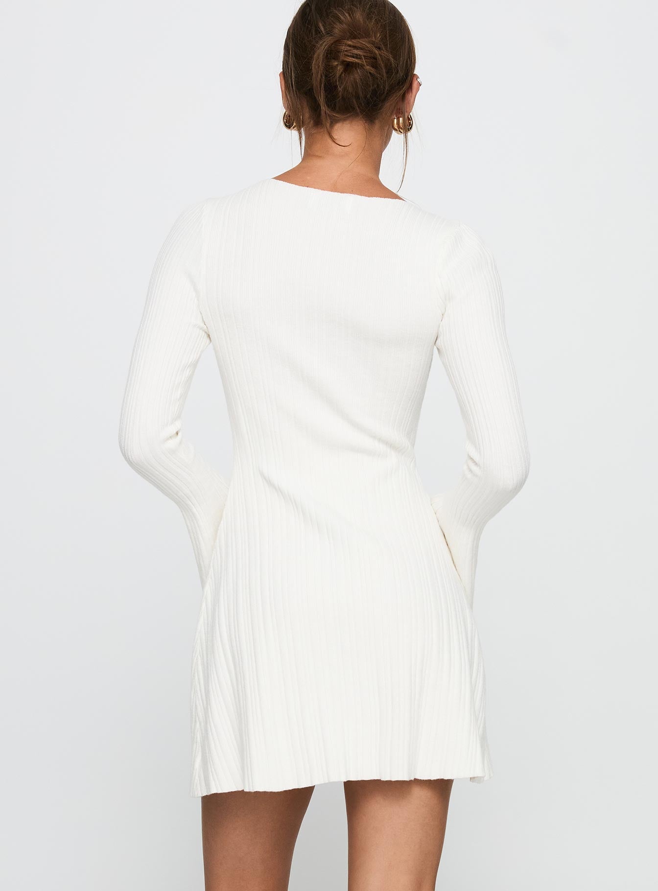 Terraces Long Sleeve Mini Dress White - Image 5