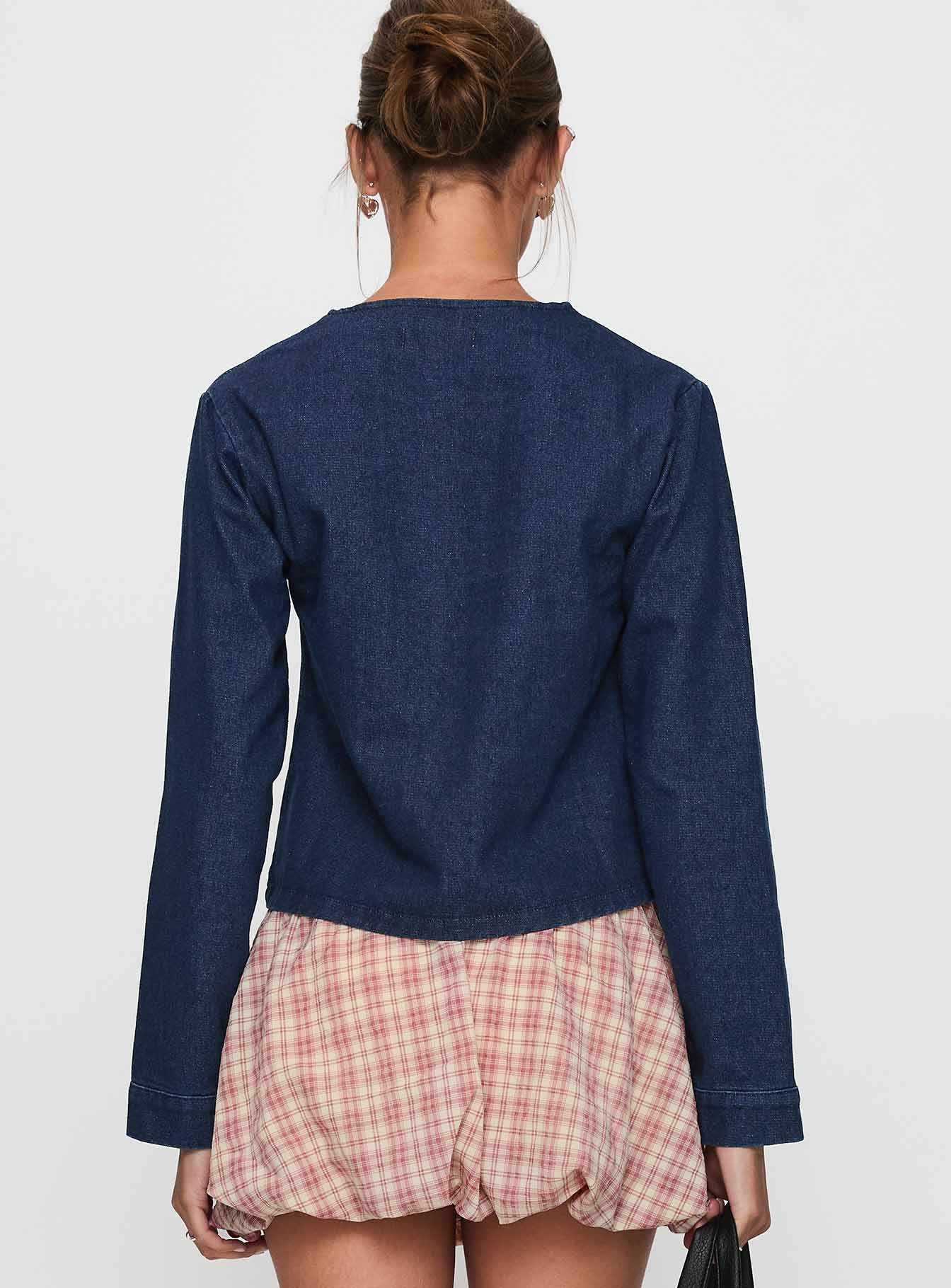 Never Alone Tie Detail Jacket Denim - Image 5