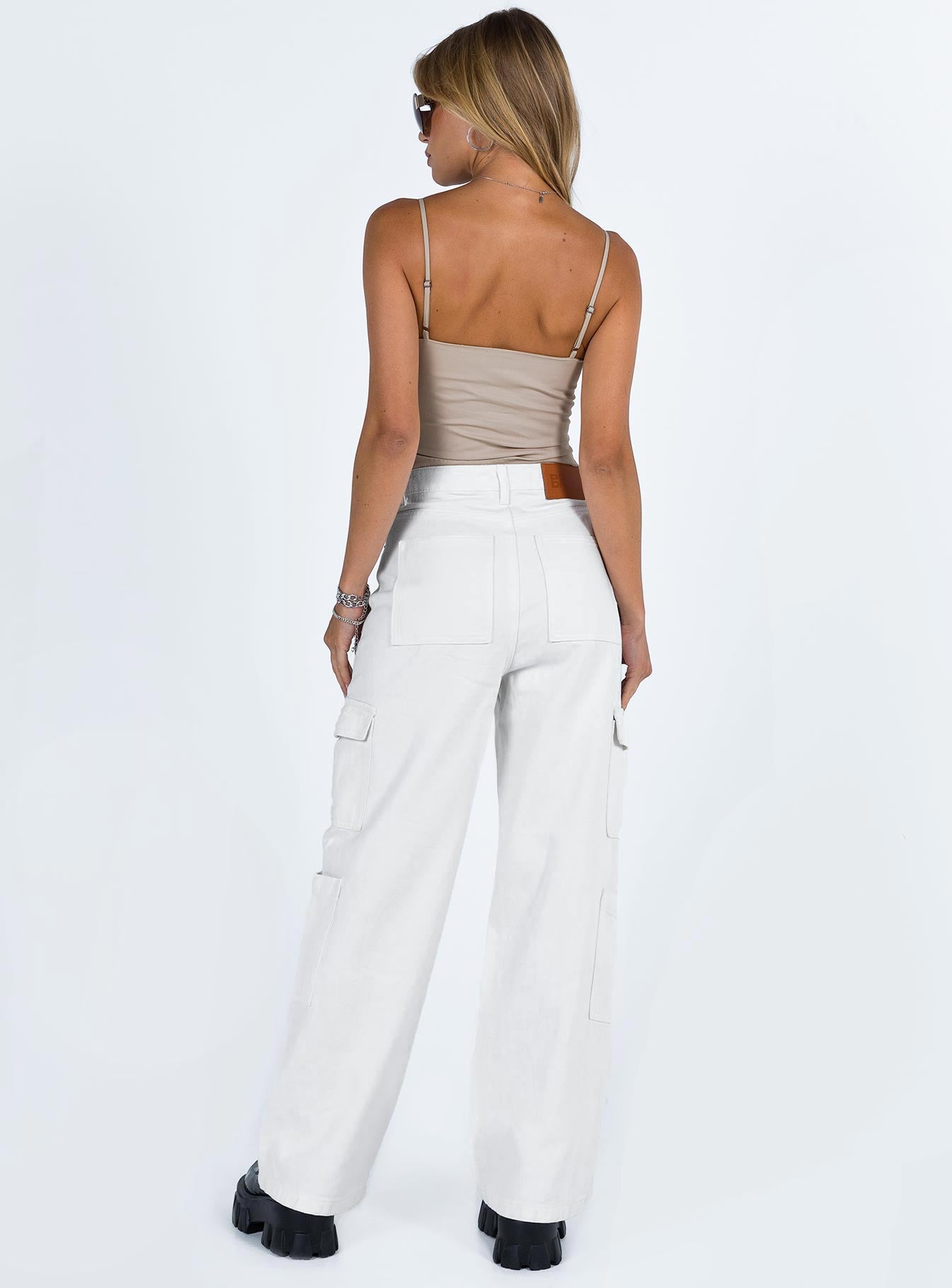 Barbara Cargo Jeans White Denim - Image 5