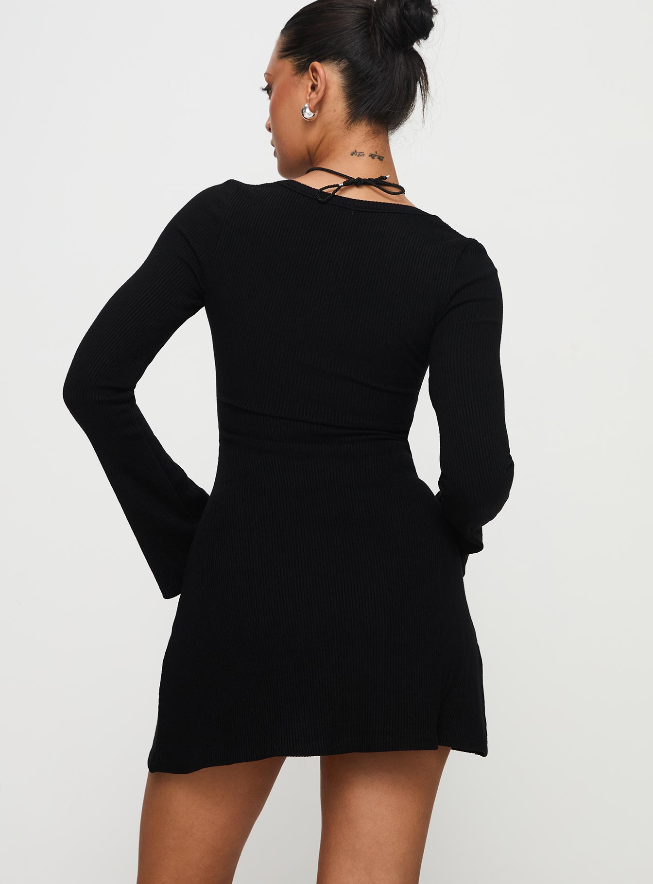 Best Interest Long Sleeve Mini Dress Black - Image 4