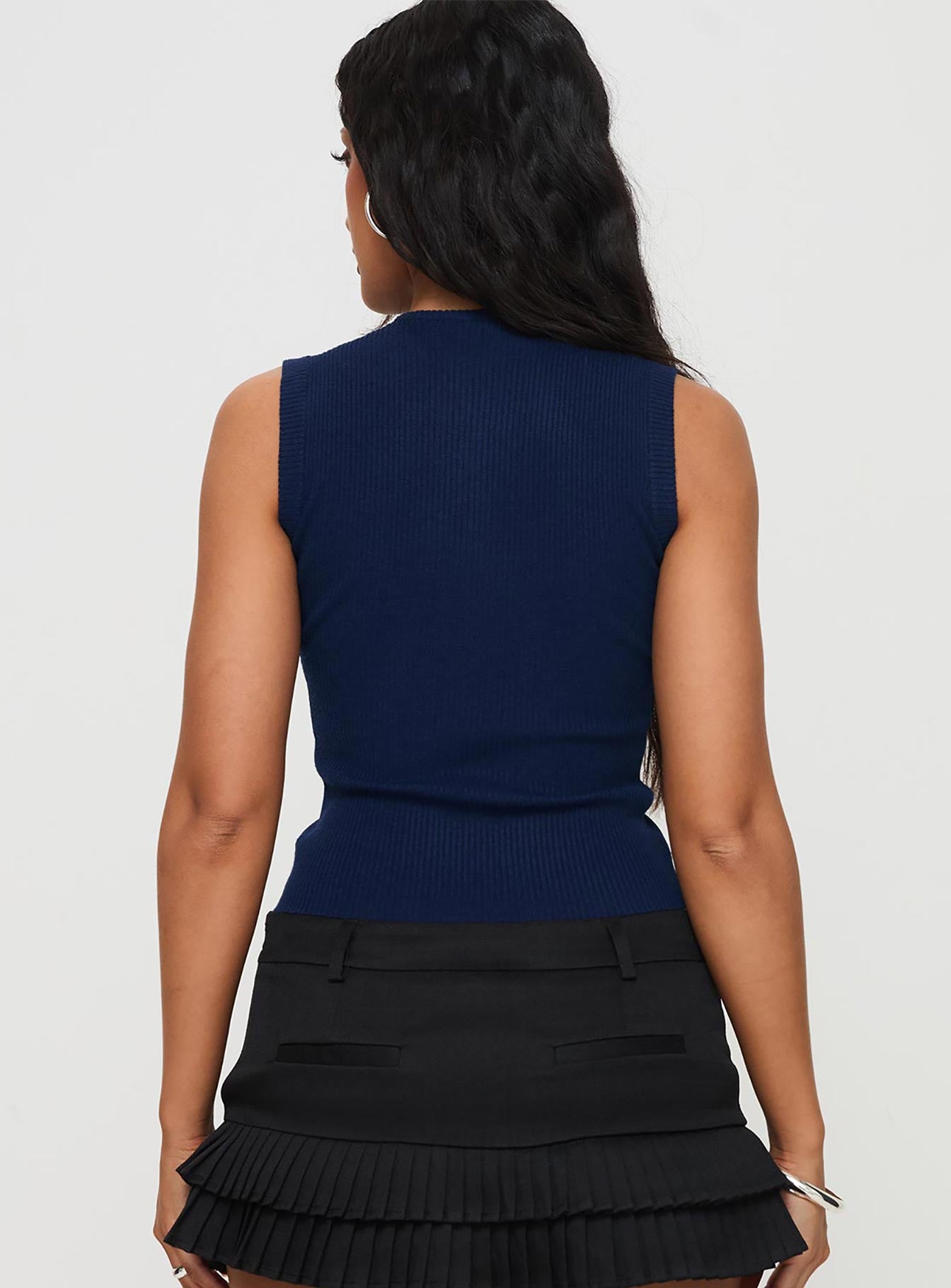 Suzu Sleeveless Knit Top Navy - Image 5