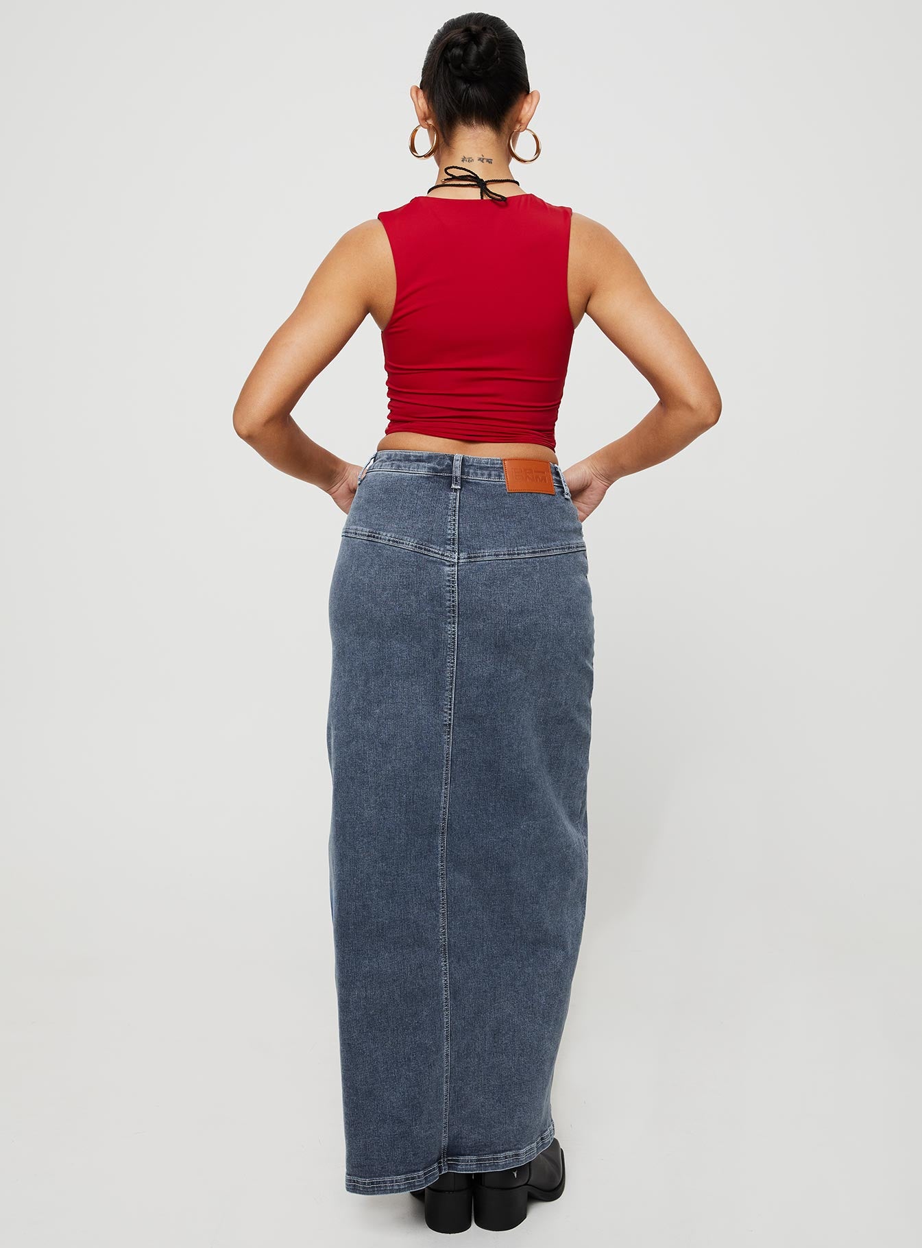 Batkins Maxi Skirt Dark Wash Denim - Image 6